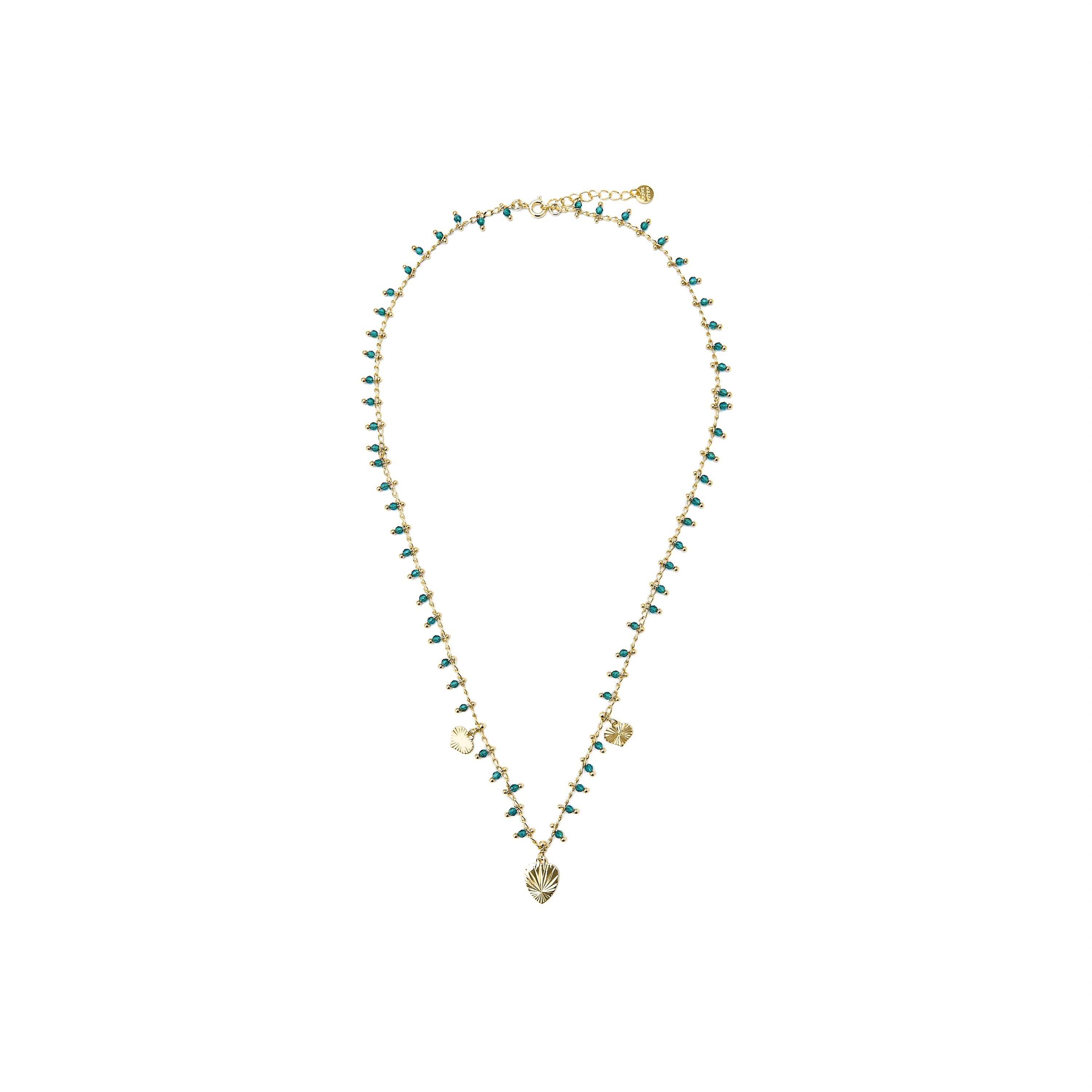 925er Silberhalskette mit grünem Kristall und 18k Gelbgold-Finish - Dadrec