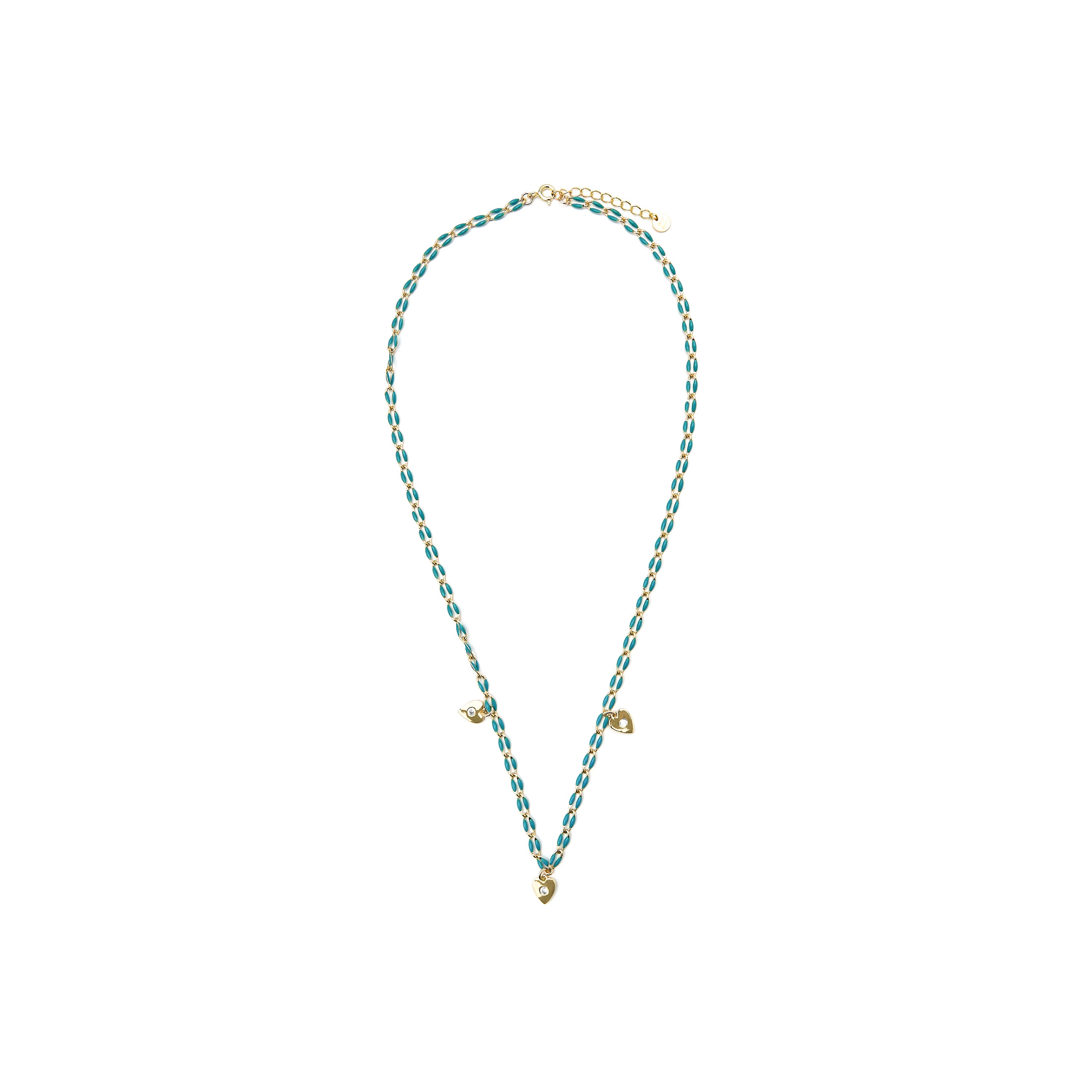 925er Silberhalskette mit blauer Lackierung und 18k Gelbgold-Finish - Drukya