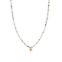 Collar de Plata de Ley 925 y Cristal Multicolor acabado oro amarillo de 18k - Caram