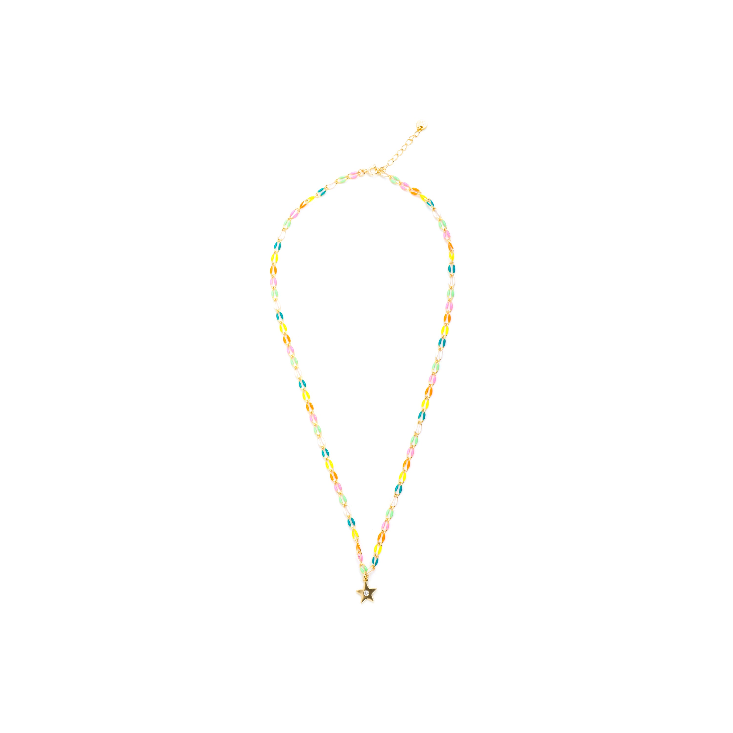 925 Sterling Silver Necklace with Multicolor Lacquer and 18k Yellow Gold Finish - Saukha