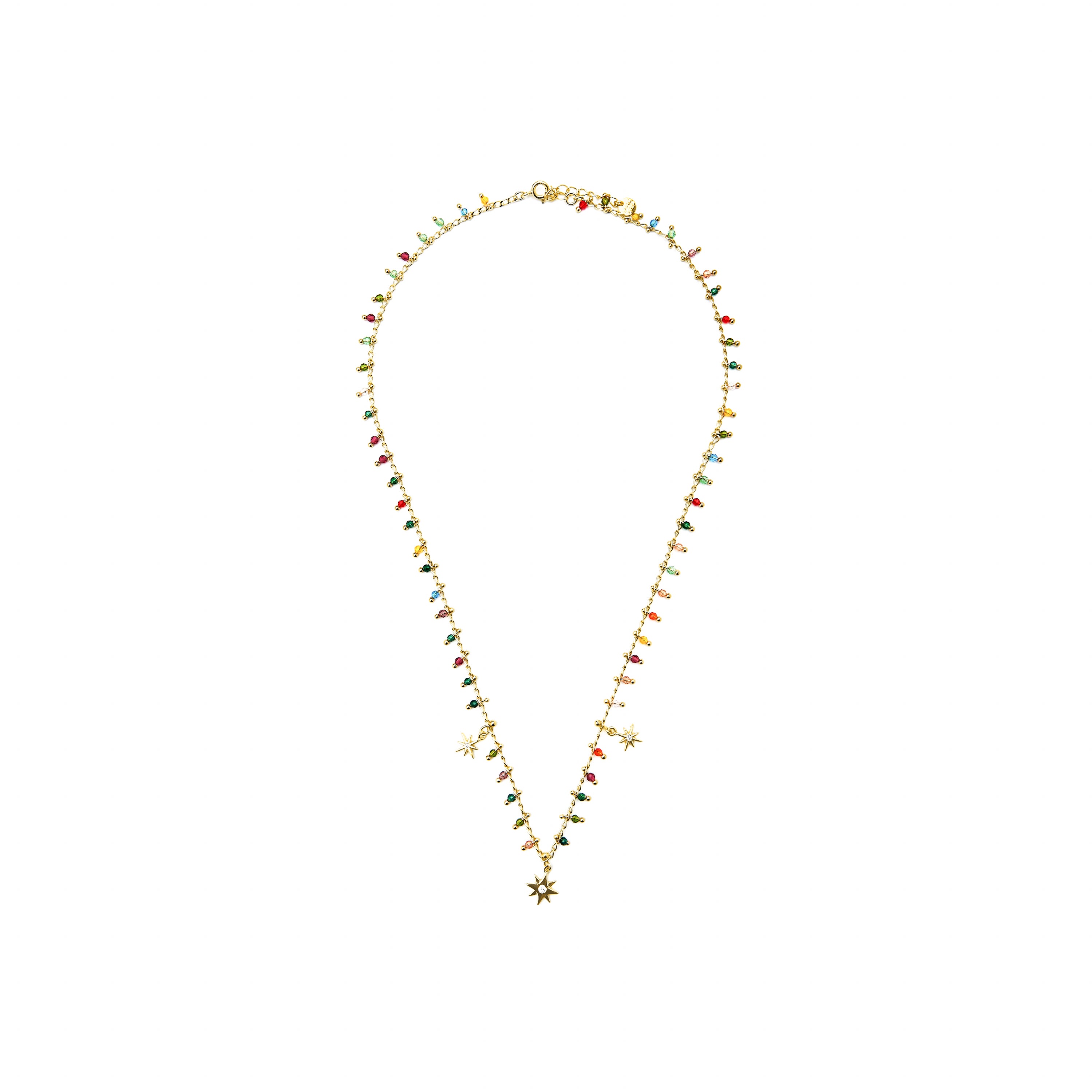 Collana in Argento Sterling 925 e Cristallo Multicolore con finitura in oro giallo 18k - Huin