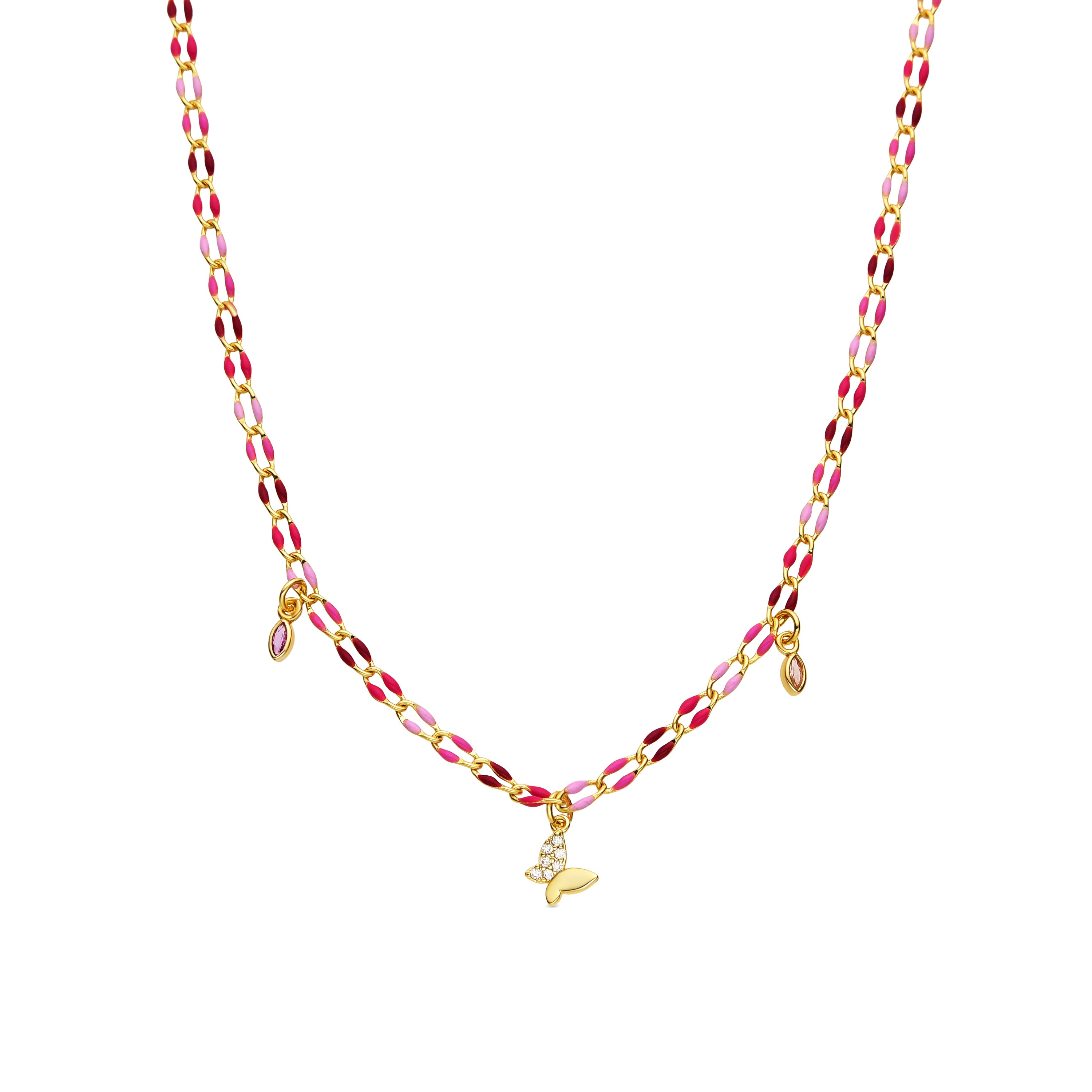 Collar de Plata de Ley 925 y Lacado Rosa acabado oro amarillo de 18k - Axelon