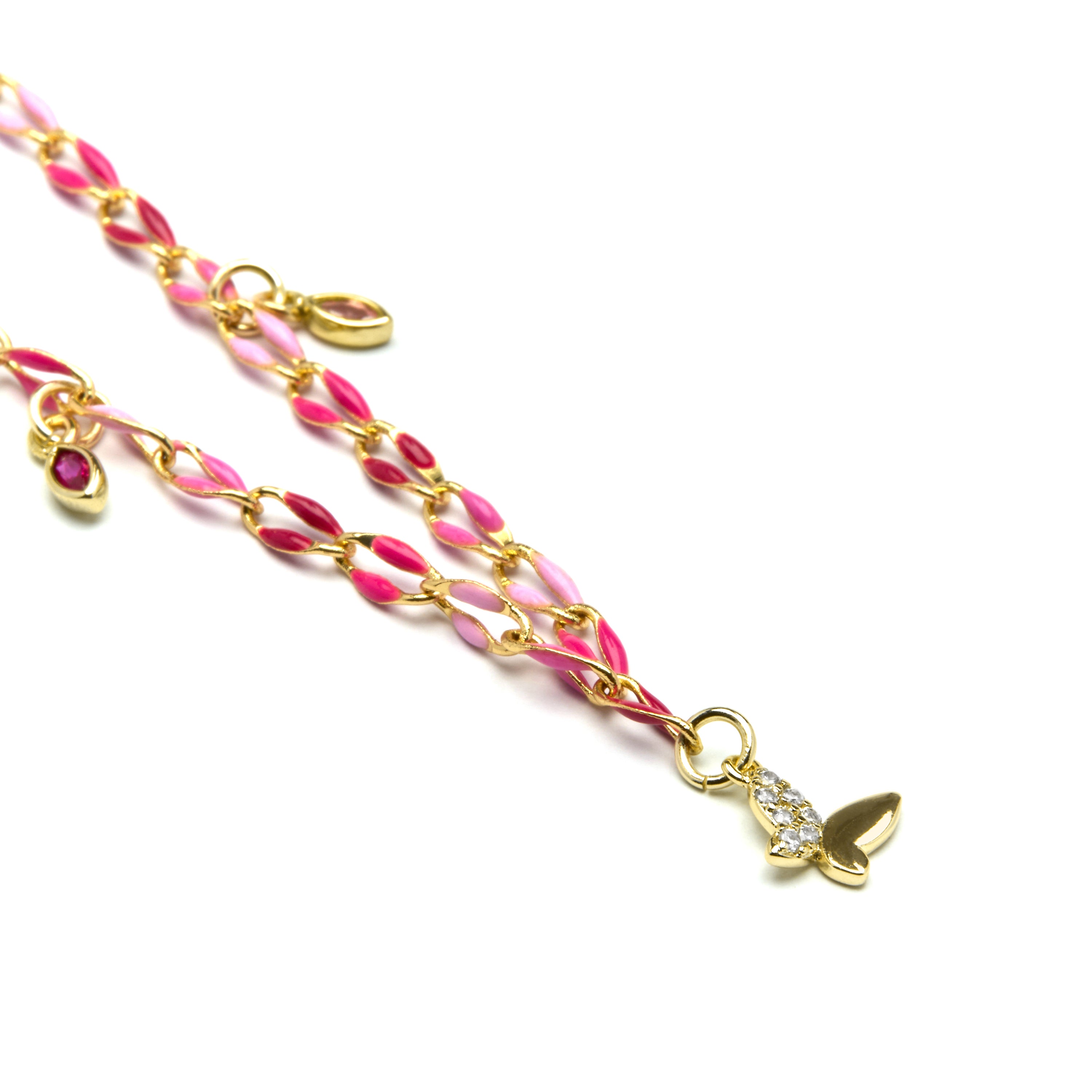 Collar de Plata de Ley 925 y Lacado Rosa acabado oro amarillo de 18k - Axelon