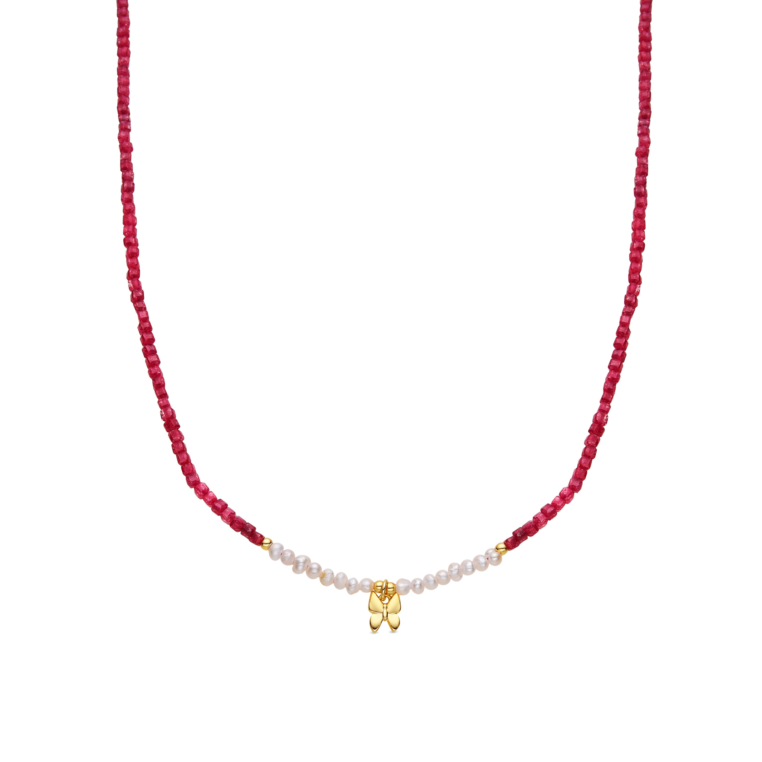 Collar de Plata de Ley 925 y Perla Blanca acabado oro amarillo de 18k - Gama