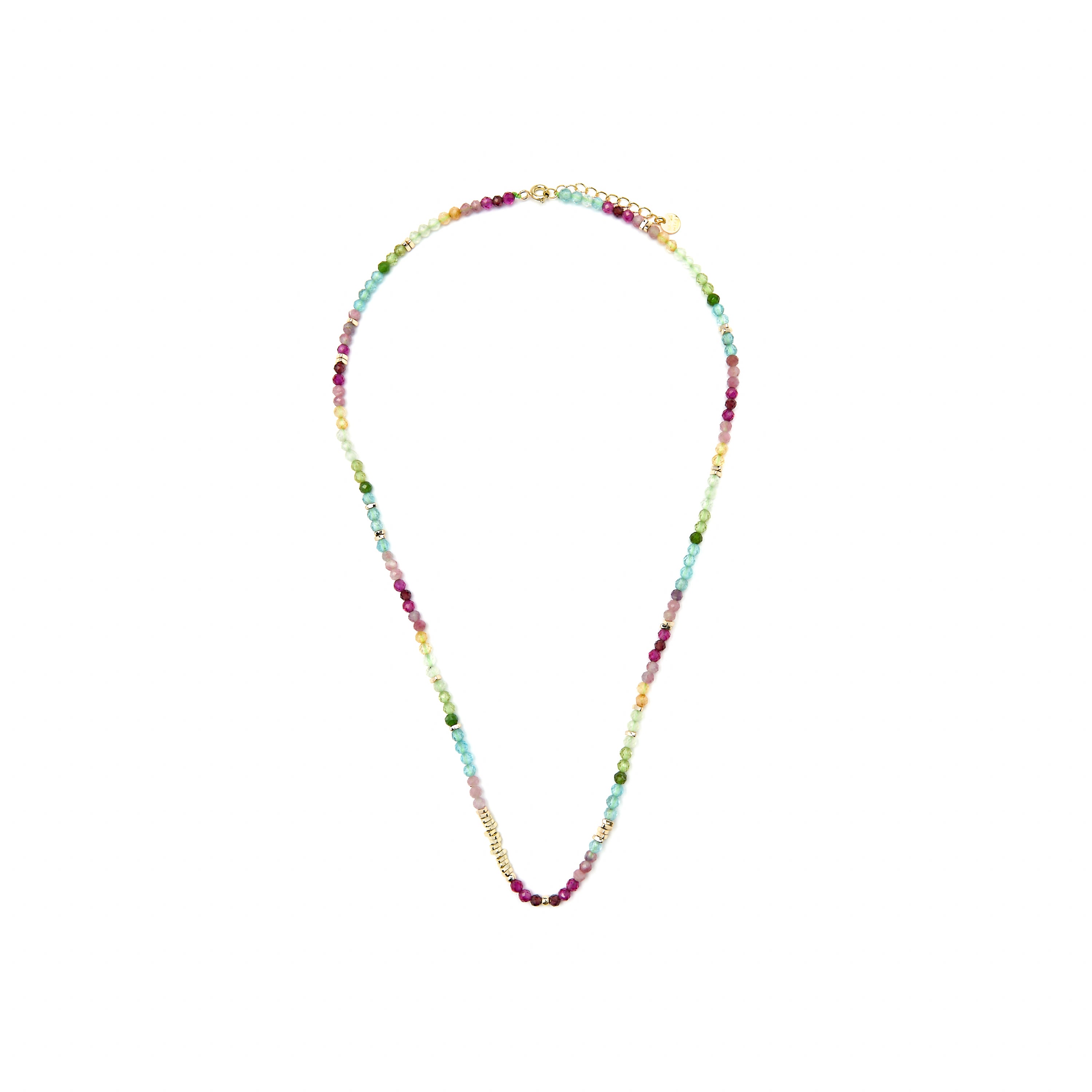 Collar de Plata de Ley 925 y Cristal Multicolor acabado oro amarillo de 18k - Ane