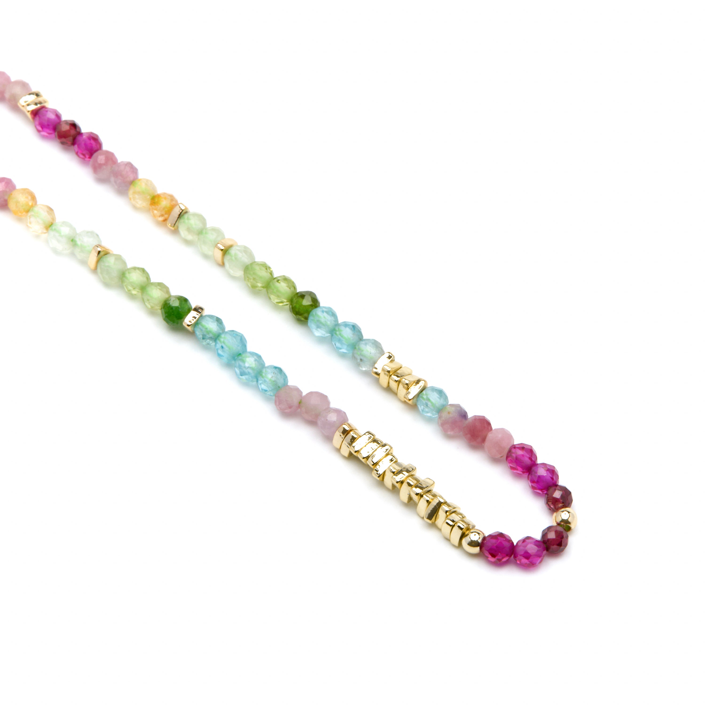 Collar de Plata de Ley 925 y Cristal Multicolor acabado oro amarillo de 18k - Ane