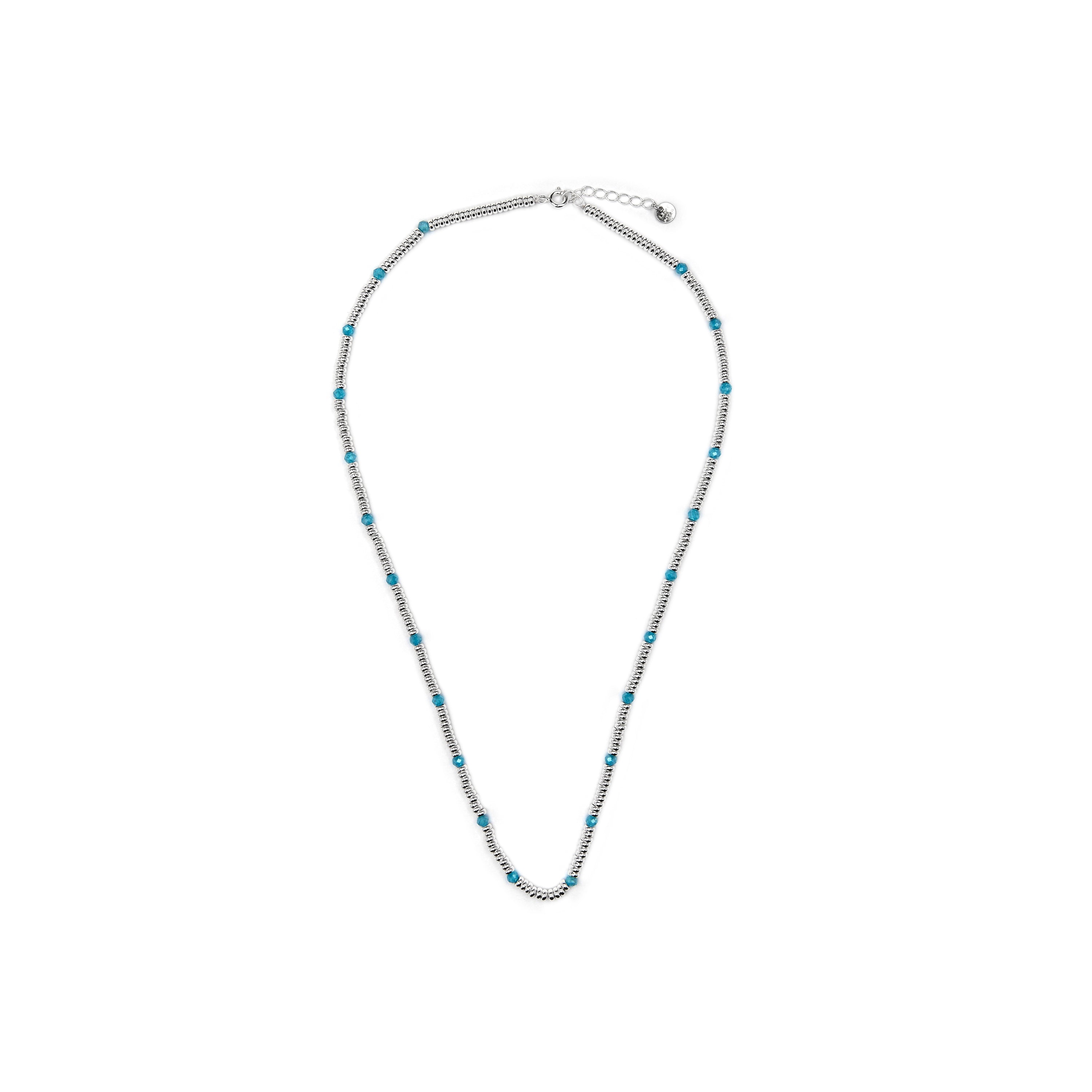 Collier en argent sterling 925 et zirconium aigue-marine finition rhodiée - Deli
