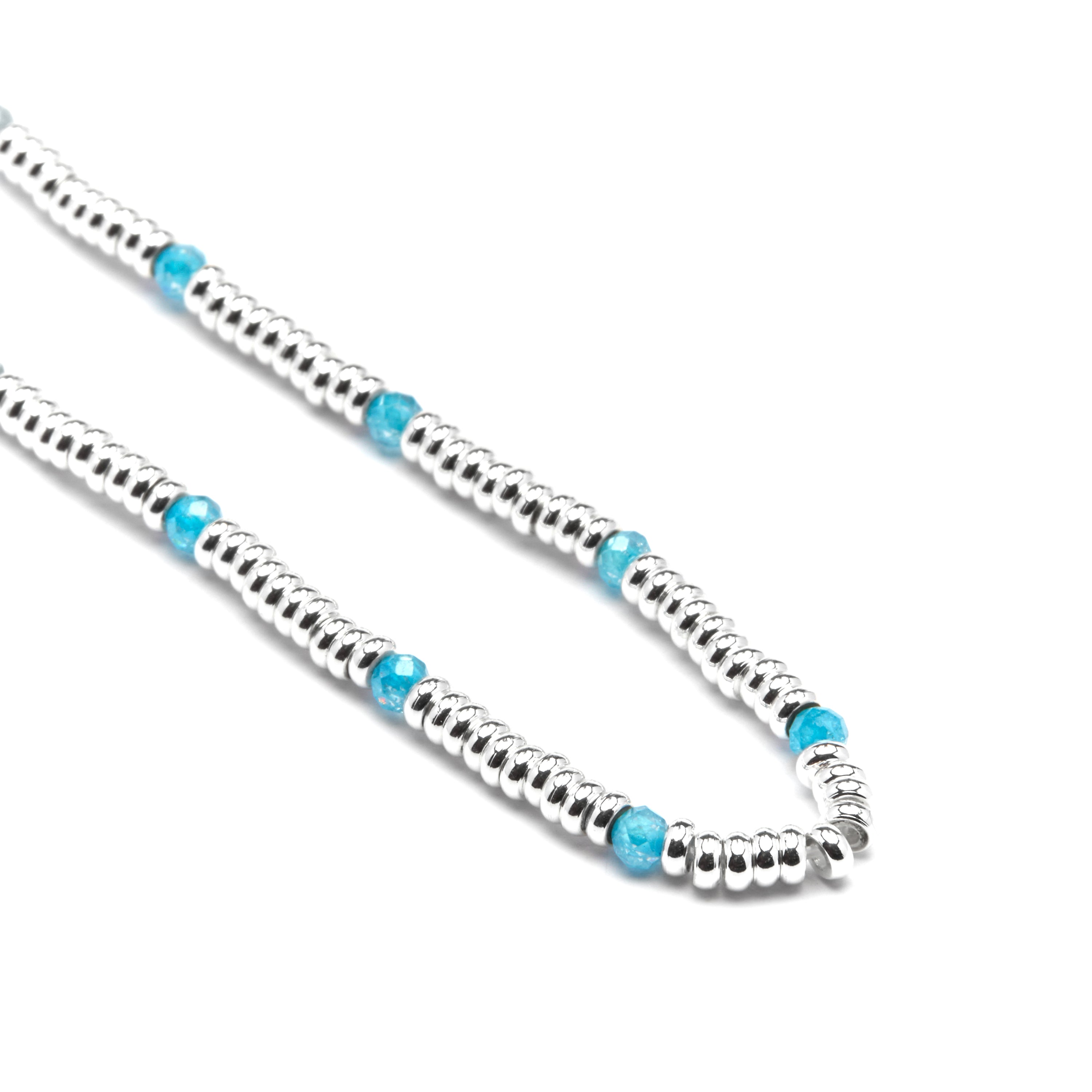 Collier en argent sterling 925 et zirconium aigue-marine finition rhodiée - Deli