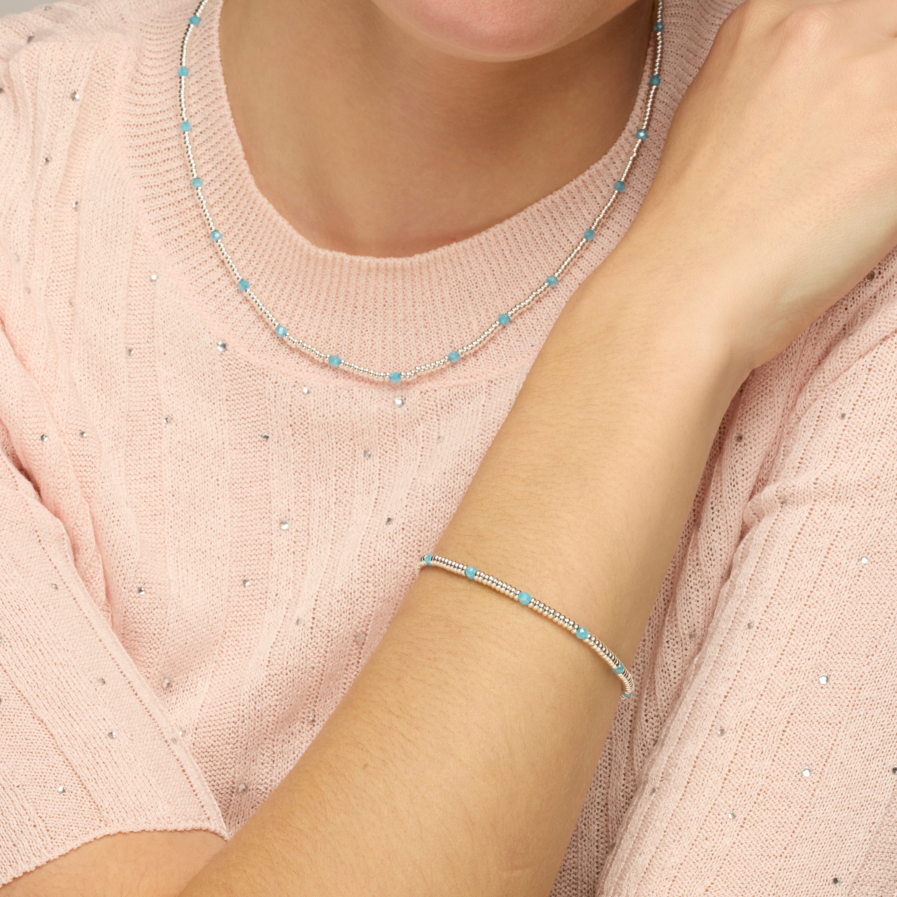 Collar de Plata de Ley 925 y Circonita Aguamarina acabado rodio - Deli