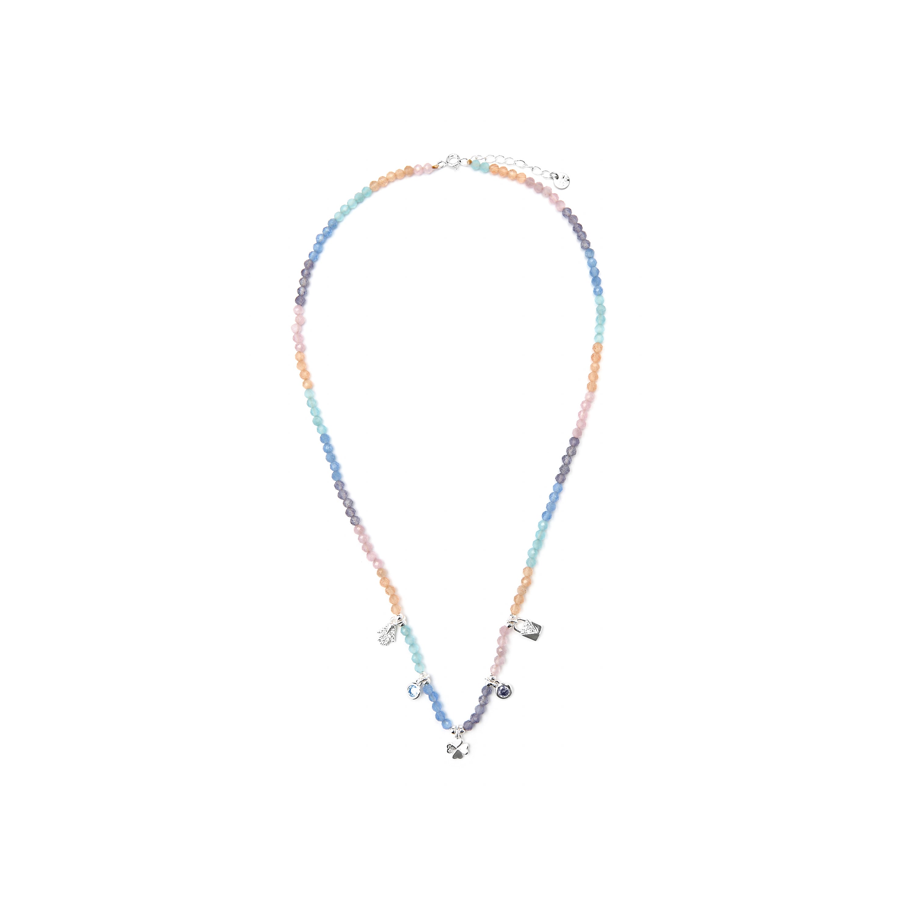 Collana in Argento Sterling 925 e Cristallo Multicolore finitura rodio - Muza