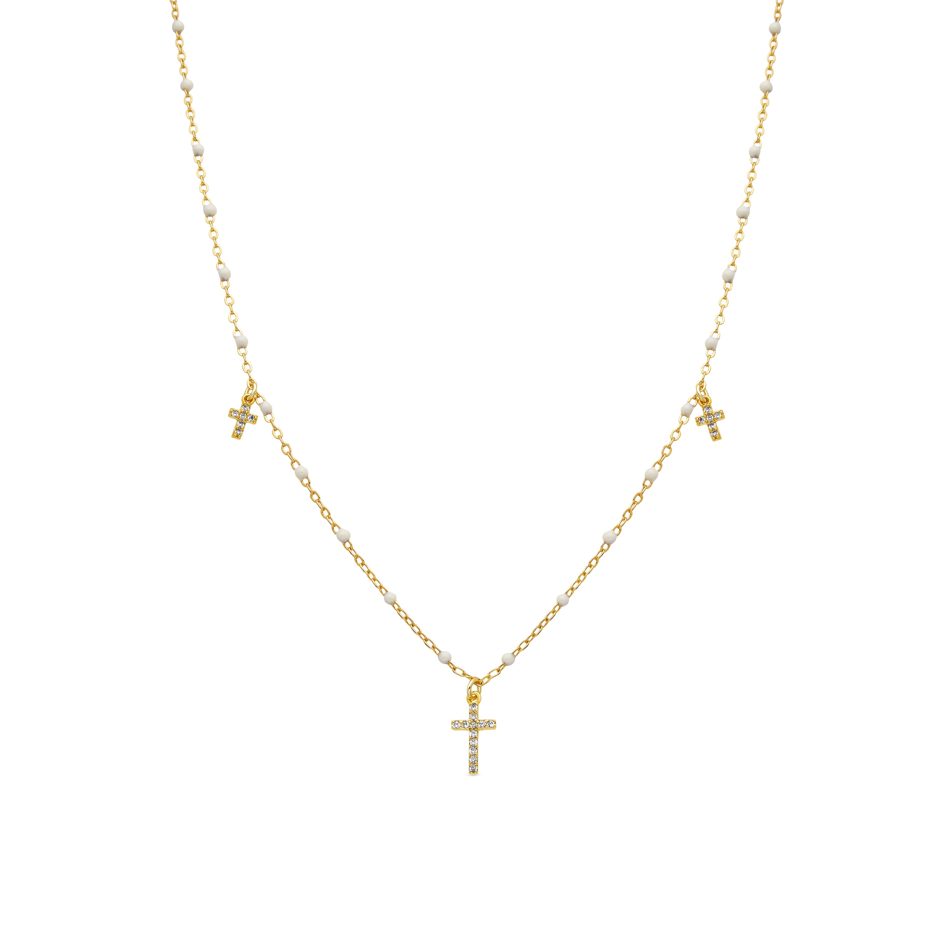 Collar de Plata de Ley 925 y Lacado Blanco acabado oro amarillo de 18k - Haja