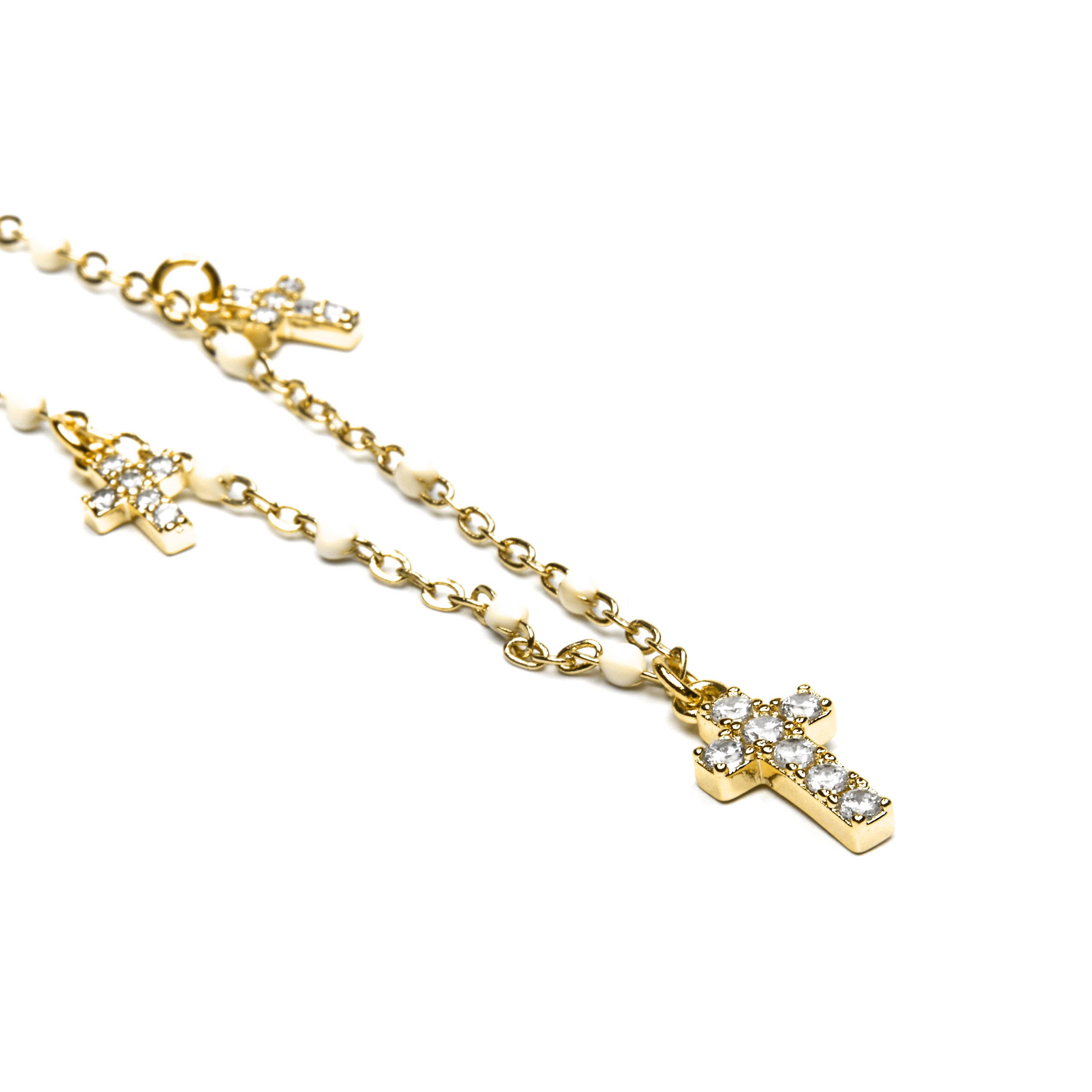 Collar de Plata de Ley 925 y Lacado Blanco acabado oro amarillo de 18k - Haja