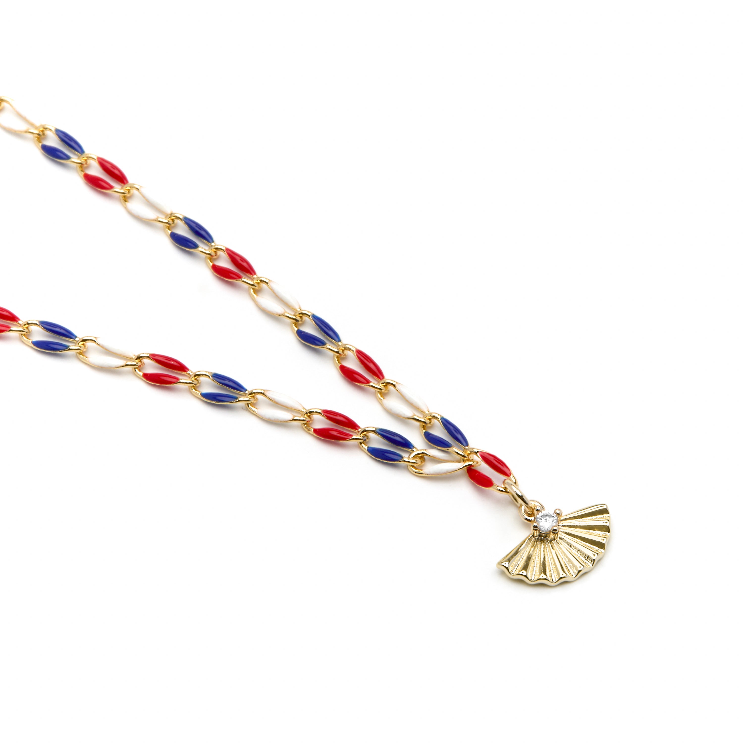 Colar de Prata de Lei 925 e Lacado Multicolor com acabamento em ouro amarelo de 18k - Xibruk