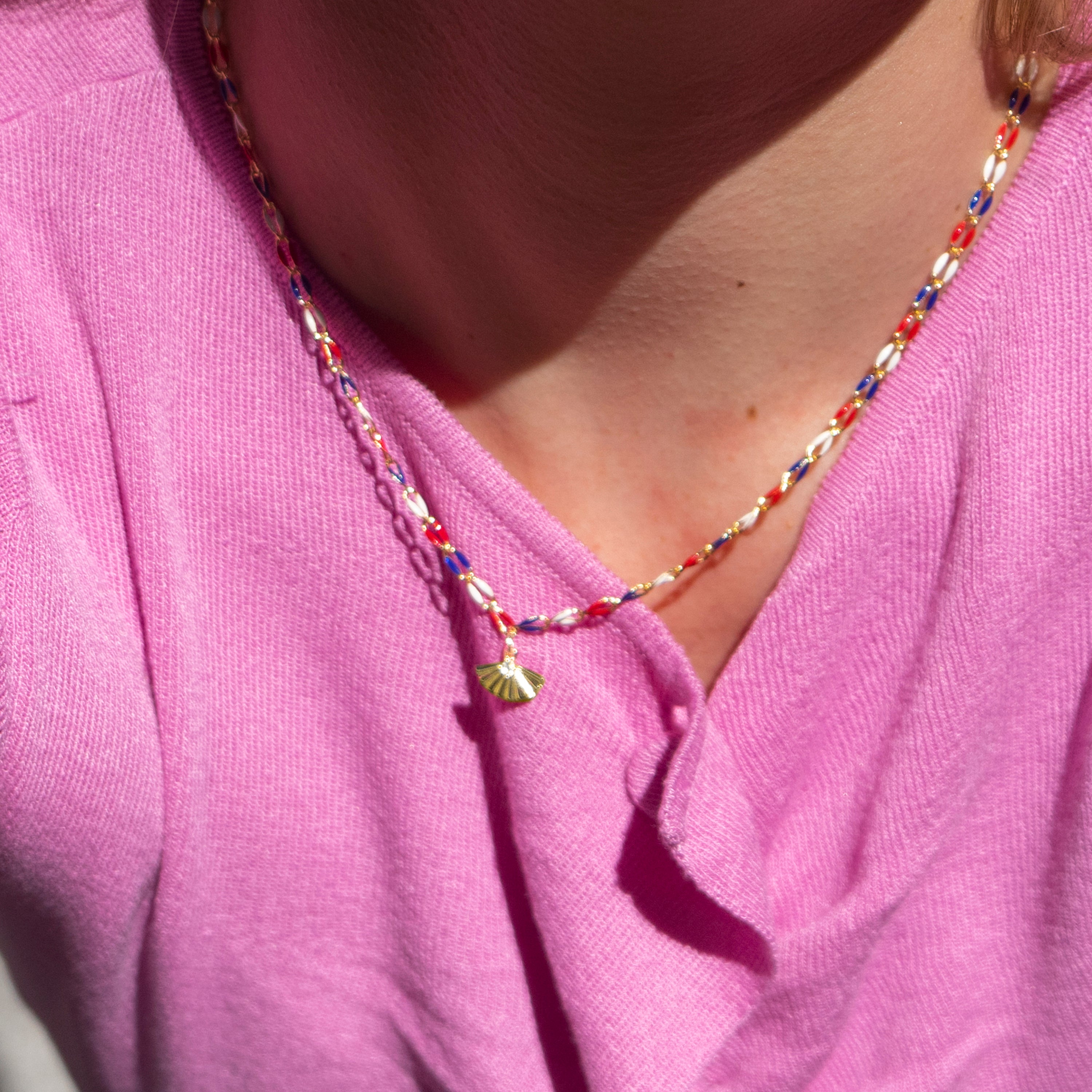 Colar de Prata de Lei 925 e Lacado Multicolor com acabamento em ouro amarelo de 18k - Xibruk