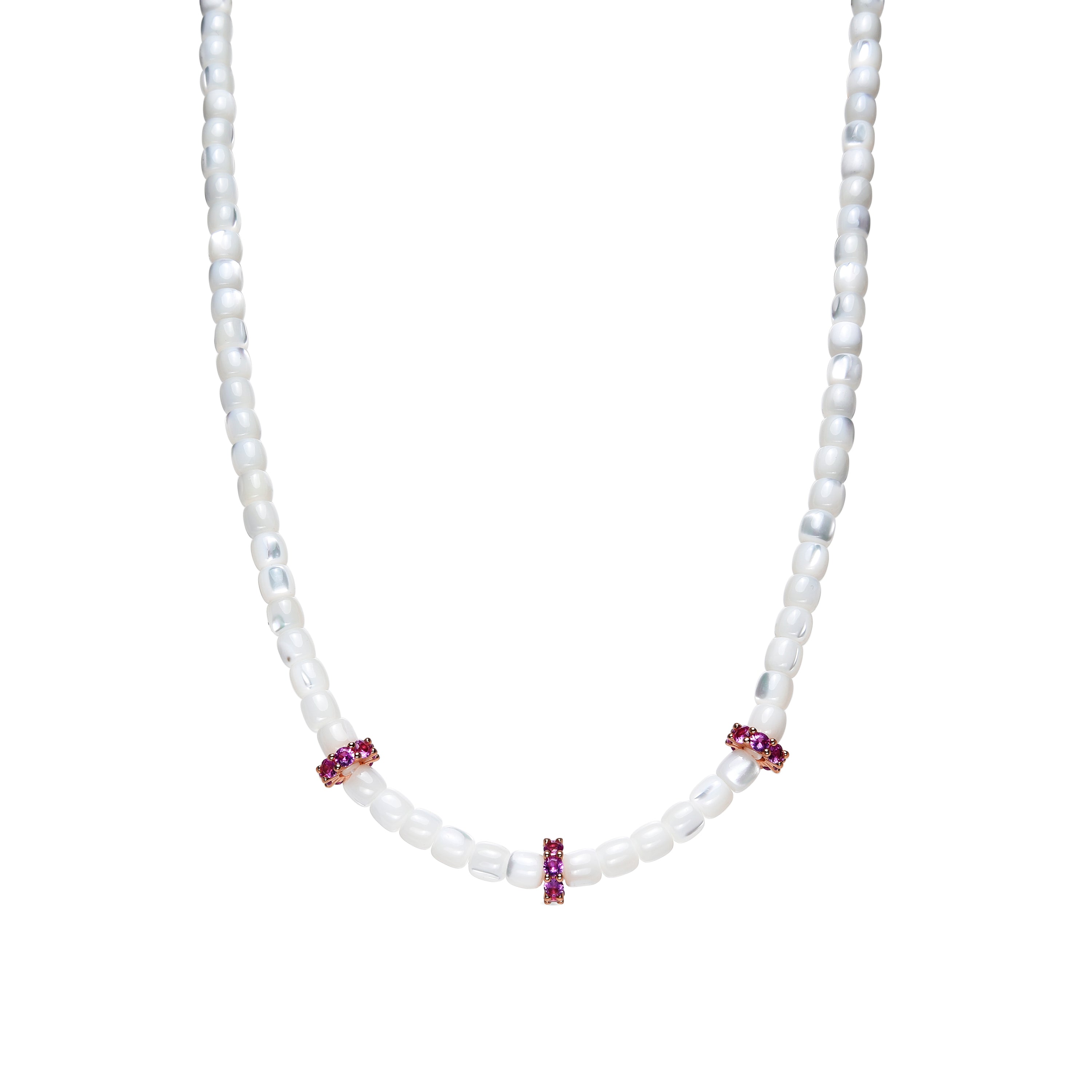 Collier en argent sterling 925 et nacre blanche finition or jaune 18k - Fyro