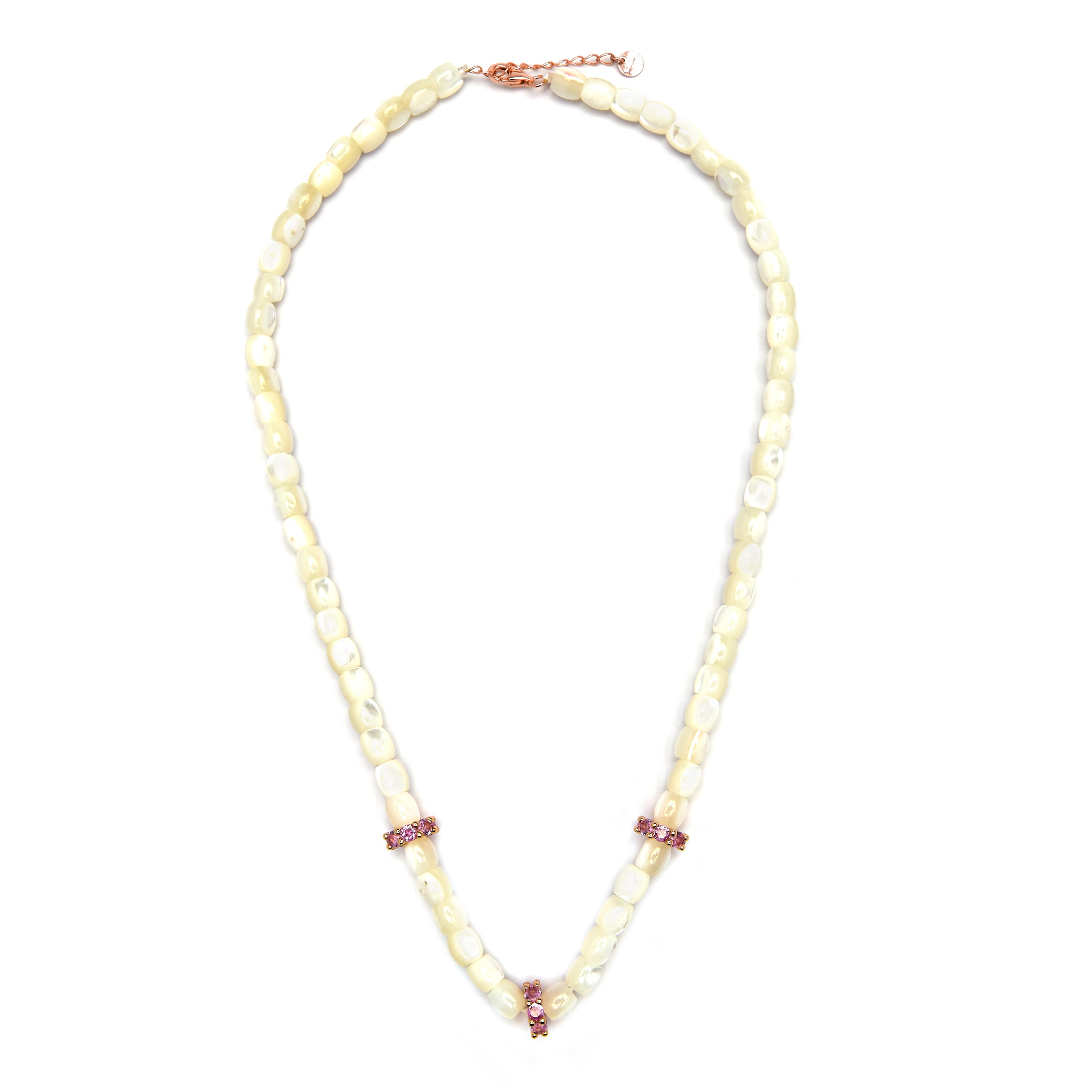 Collier en argent sterling 925 et nacre blanche finition or jaune 18k - Fyro