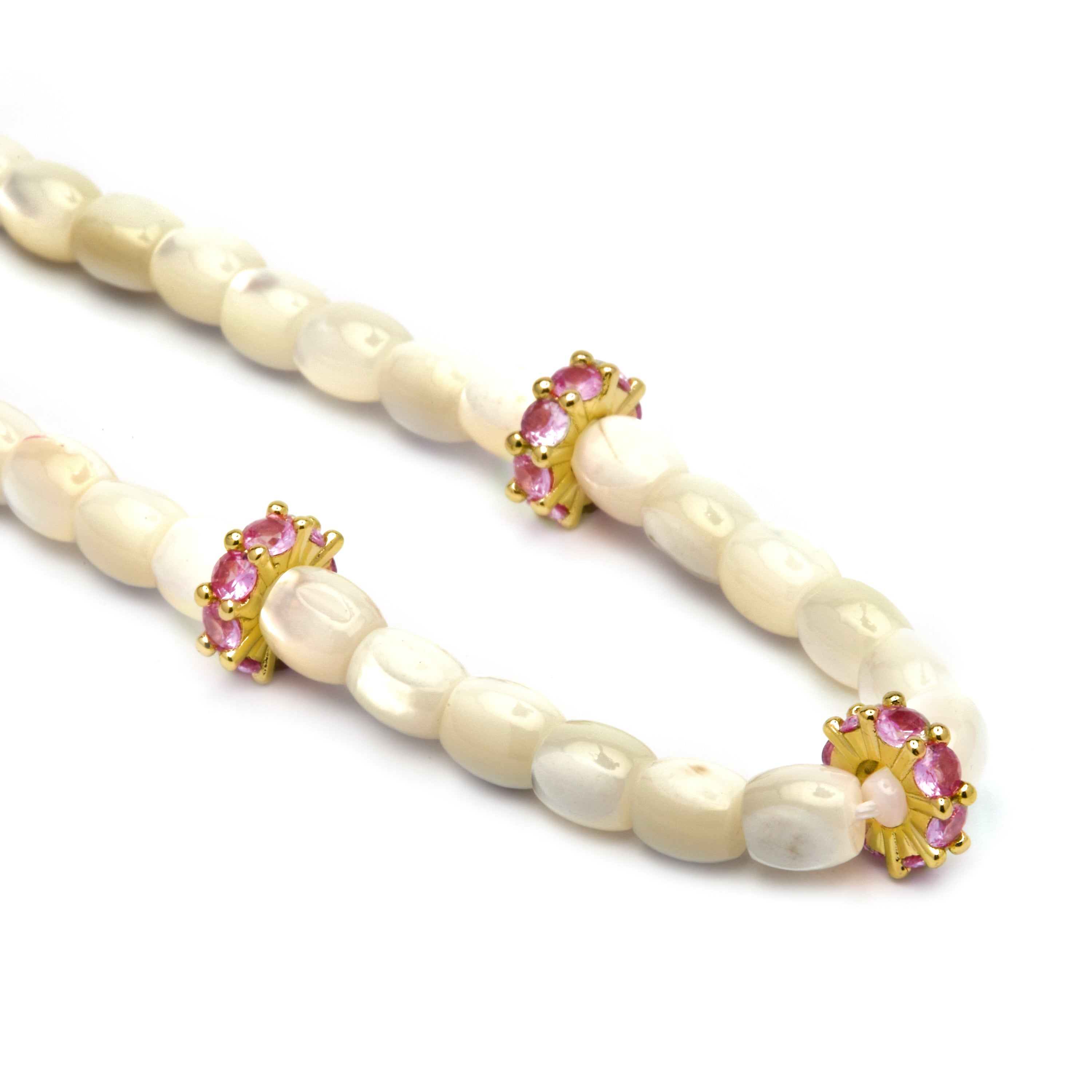 Collier en argent sterling 925 et nacre blanche finition or jaune 18k - Fyro