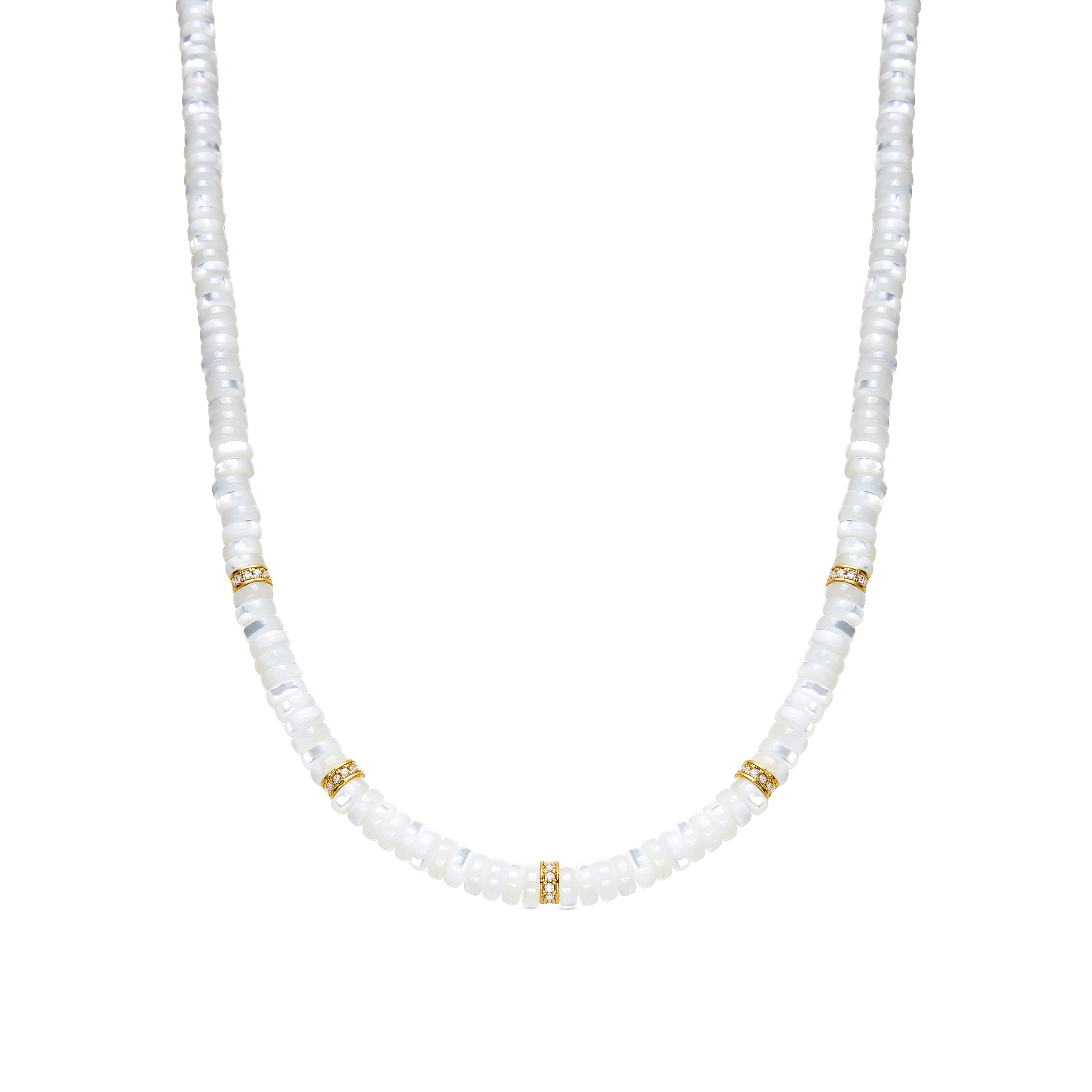 925 Sterling Silver Necklace with White Mother of Pearl finished in 18k Yellow Gold - Landir