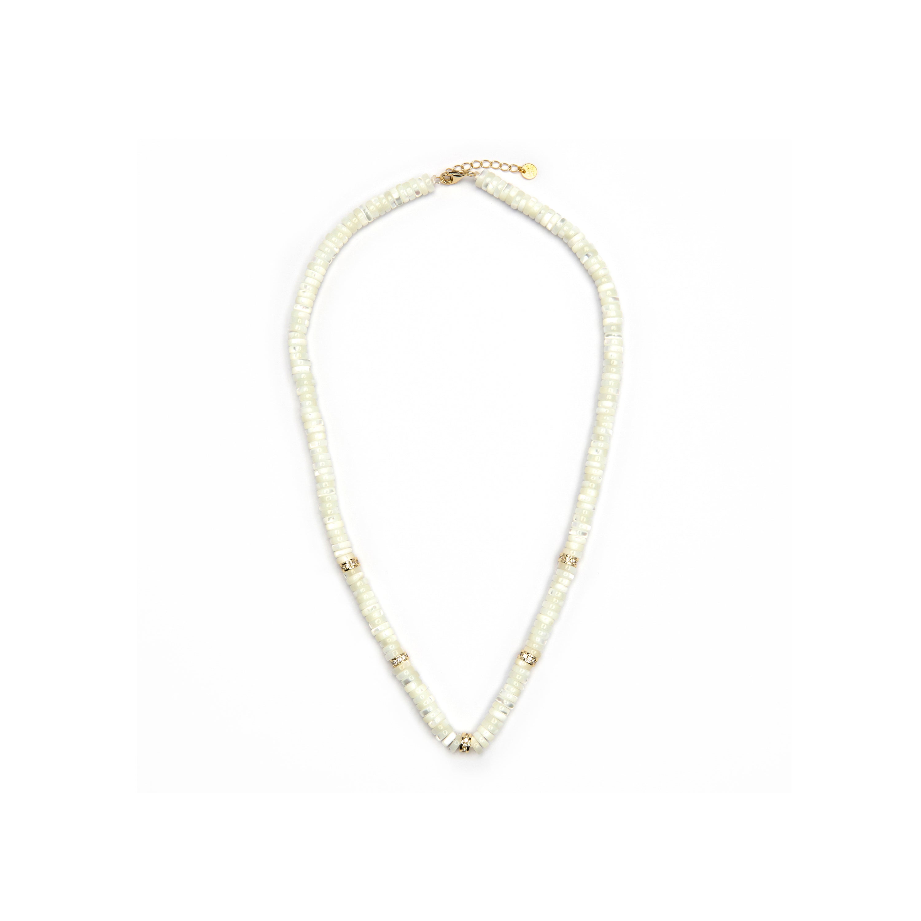 925 Sterling Silver Necklace with White Mother of Pearl finished in 18k Yellow Gold - Landir