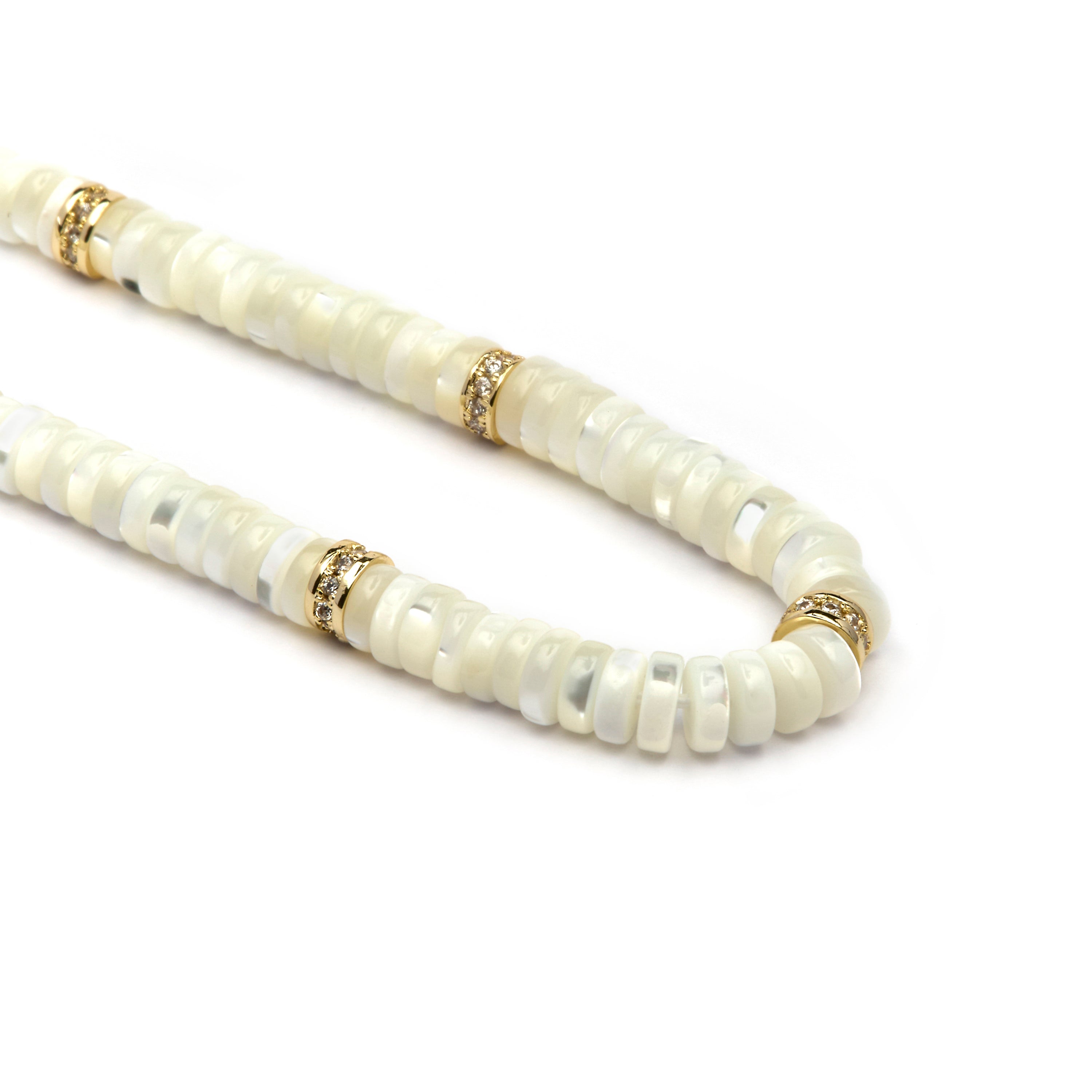 925 Sterling Silver Necklace with White Mother of Pearl finished in 18k Yellow Gold - Landir
