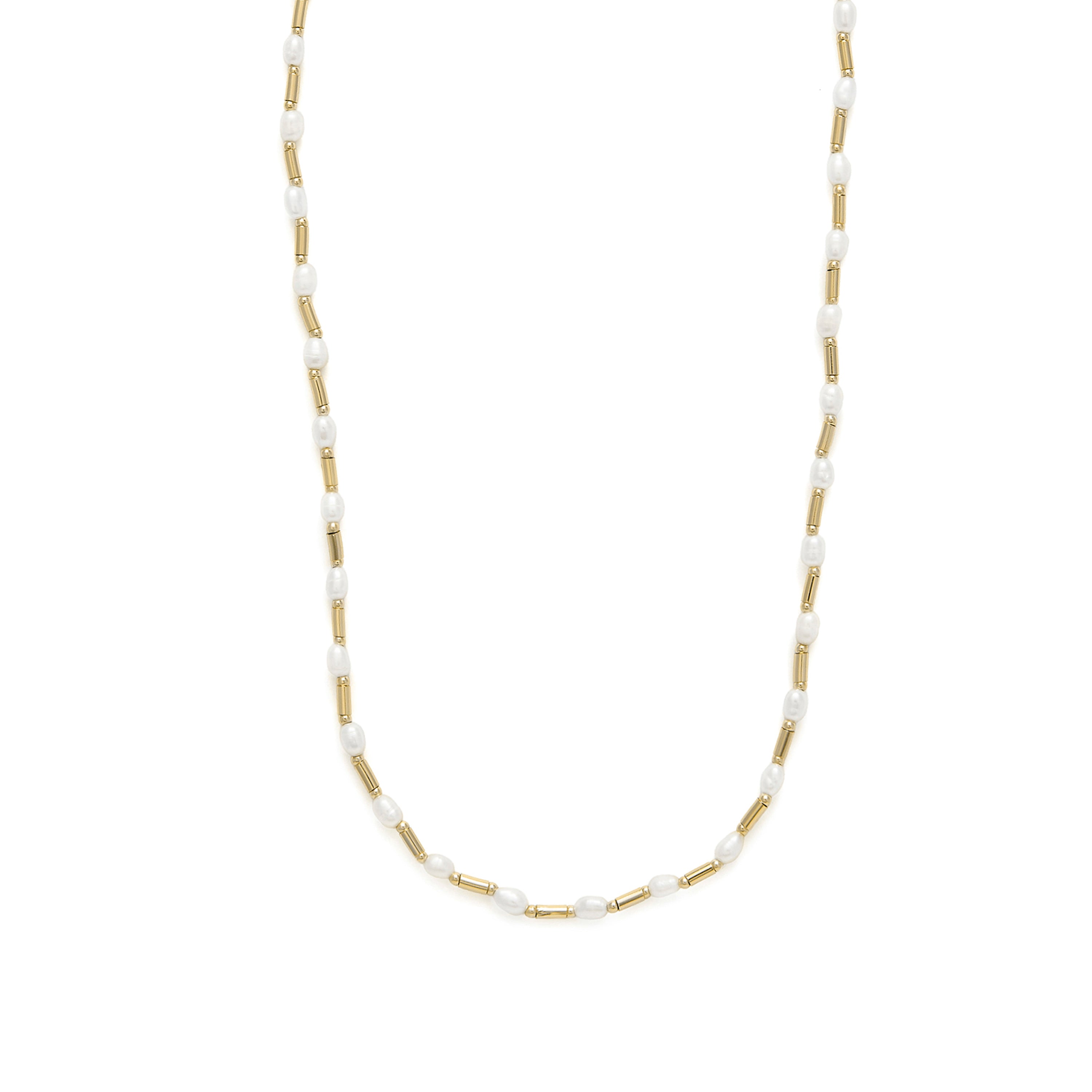 Halskette aus 925er Sterlingsilber und weiße Perle mit 18k Gelbgold-Finish - Laurid