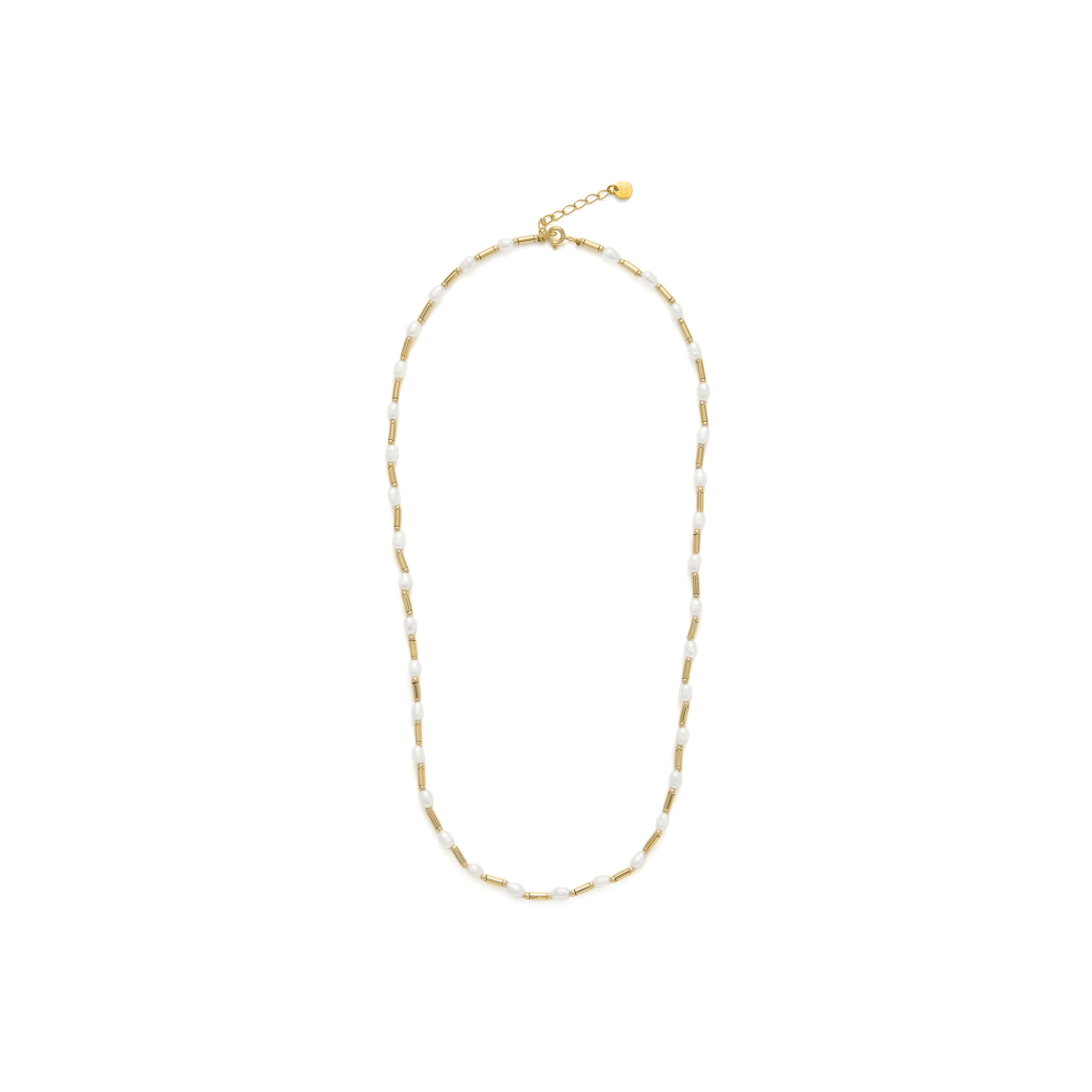 Collar de Plata de Ley 925 y Perla Blanca acabado en oro amarillo 18k - Laurid
