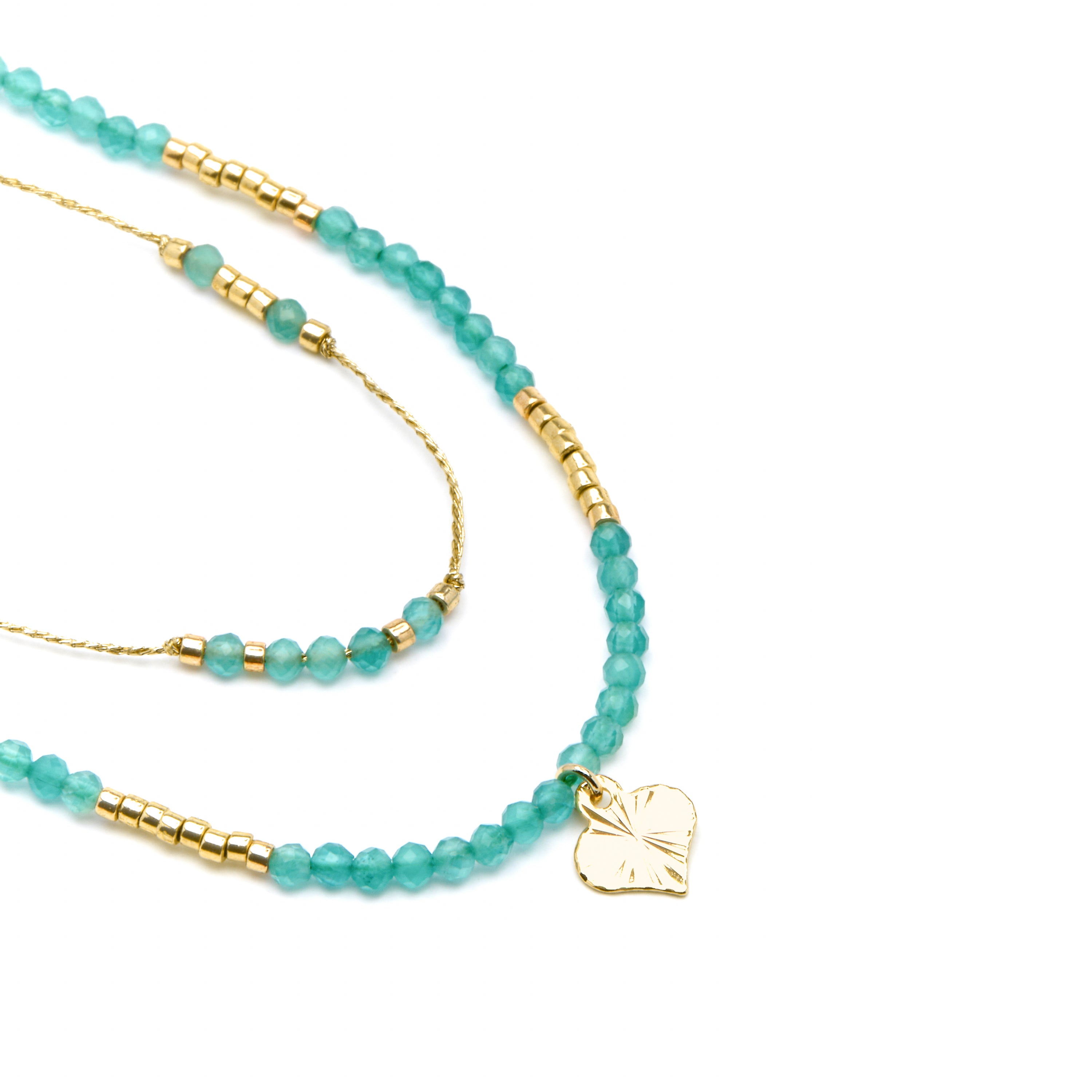 925 Sterling Silver Necklace with Green Crystal finished in 18k Yellow Gold - Talorce