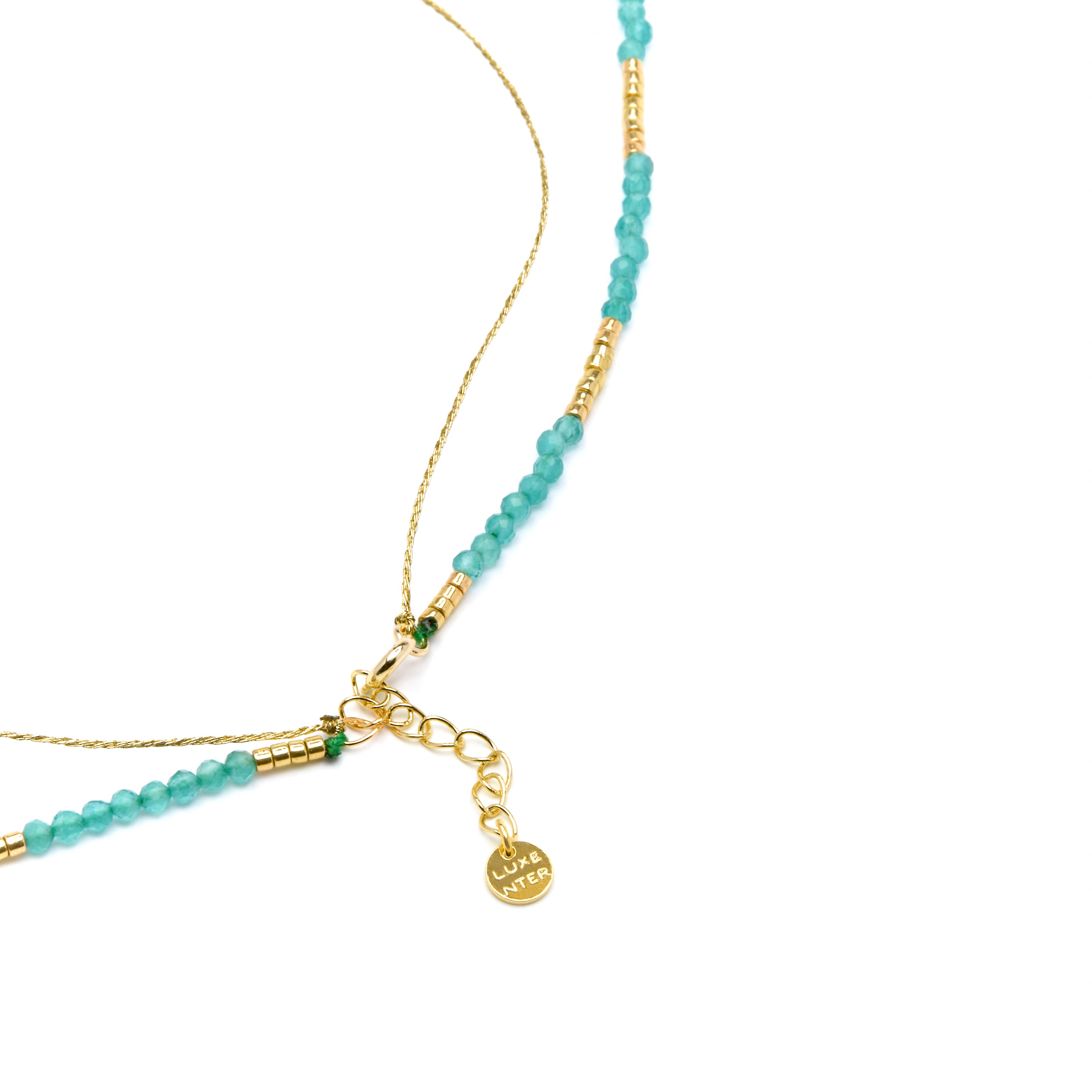 925 Sterling Silver Necklace with Green Crystal finished in 18k Yellow Gold - Talorce
