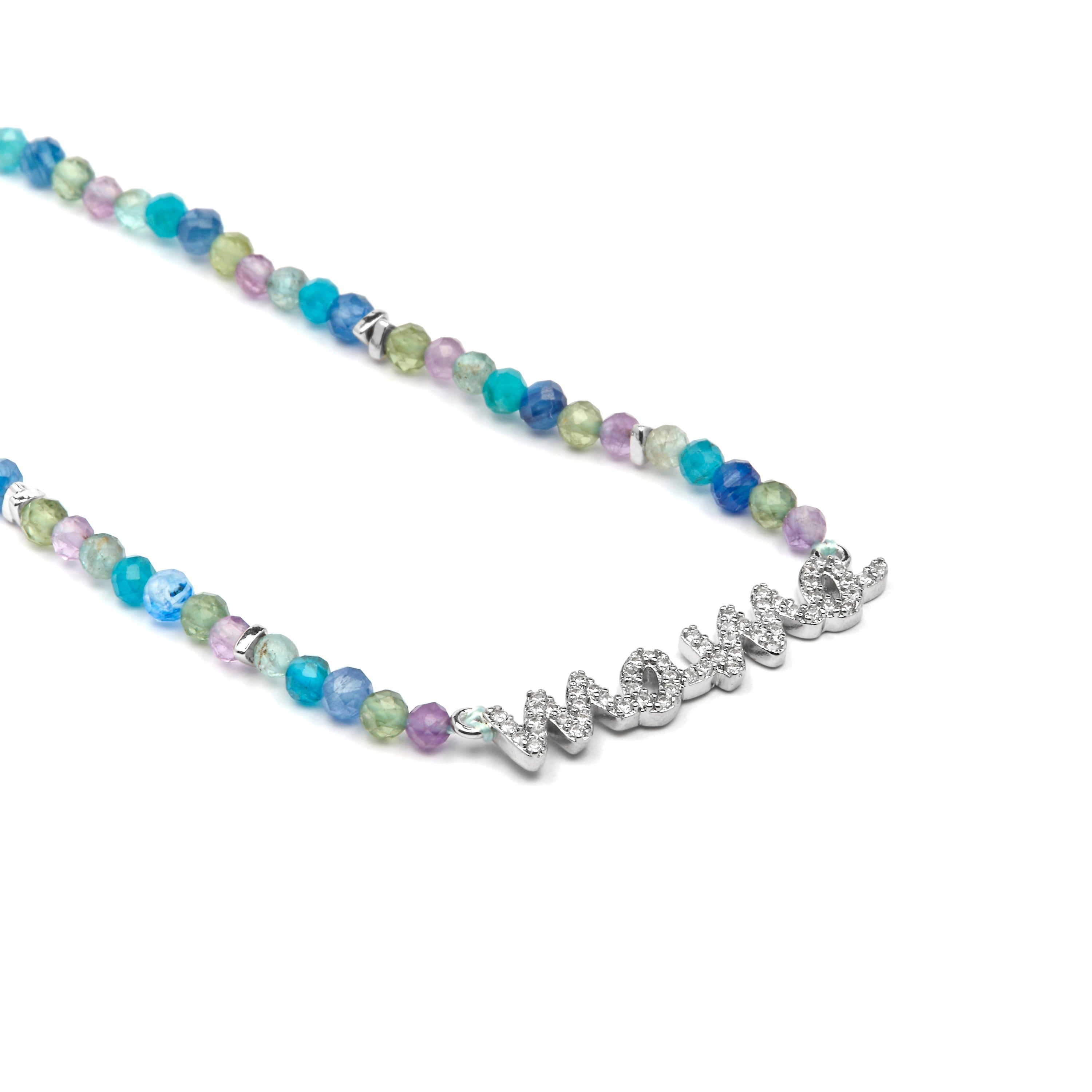 Collana in Argento Sterling 925 e Cristallo Blu Scuro finitura rodio - Mama