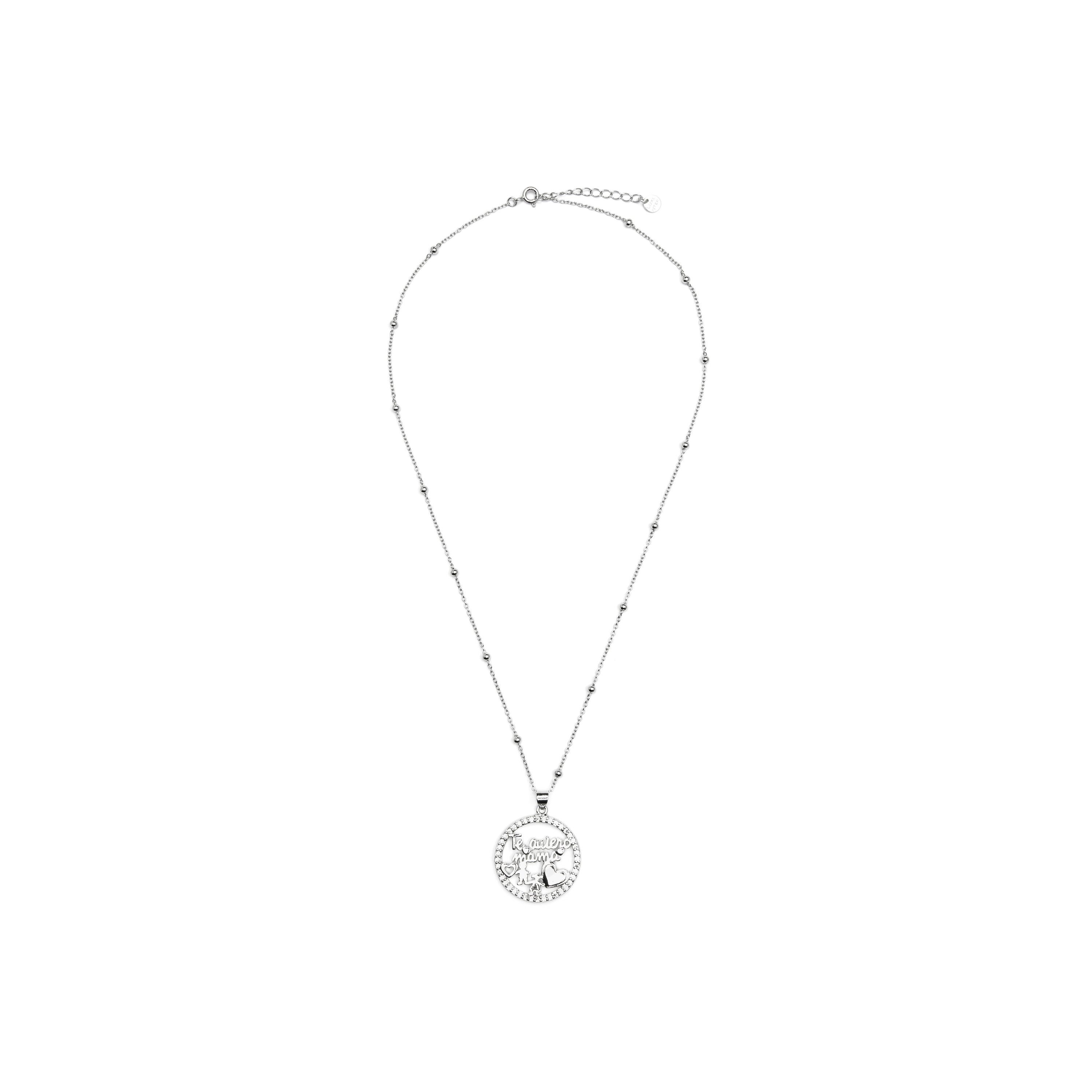 Collier en argent sterling 925 et zircon brillant finition rhodiée - Maman