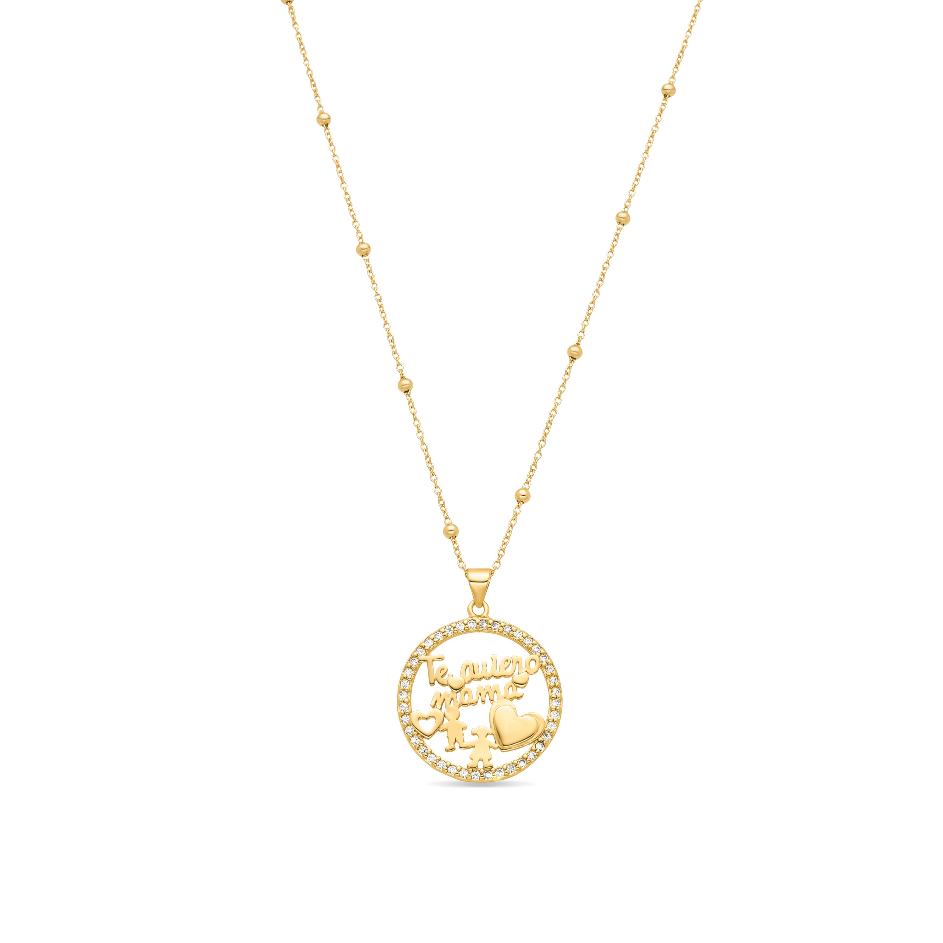 Colar de Prata de Lei 925 e Zircónia Brilhante com acabamento em ouro amarelo de 18k - Mama