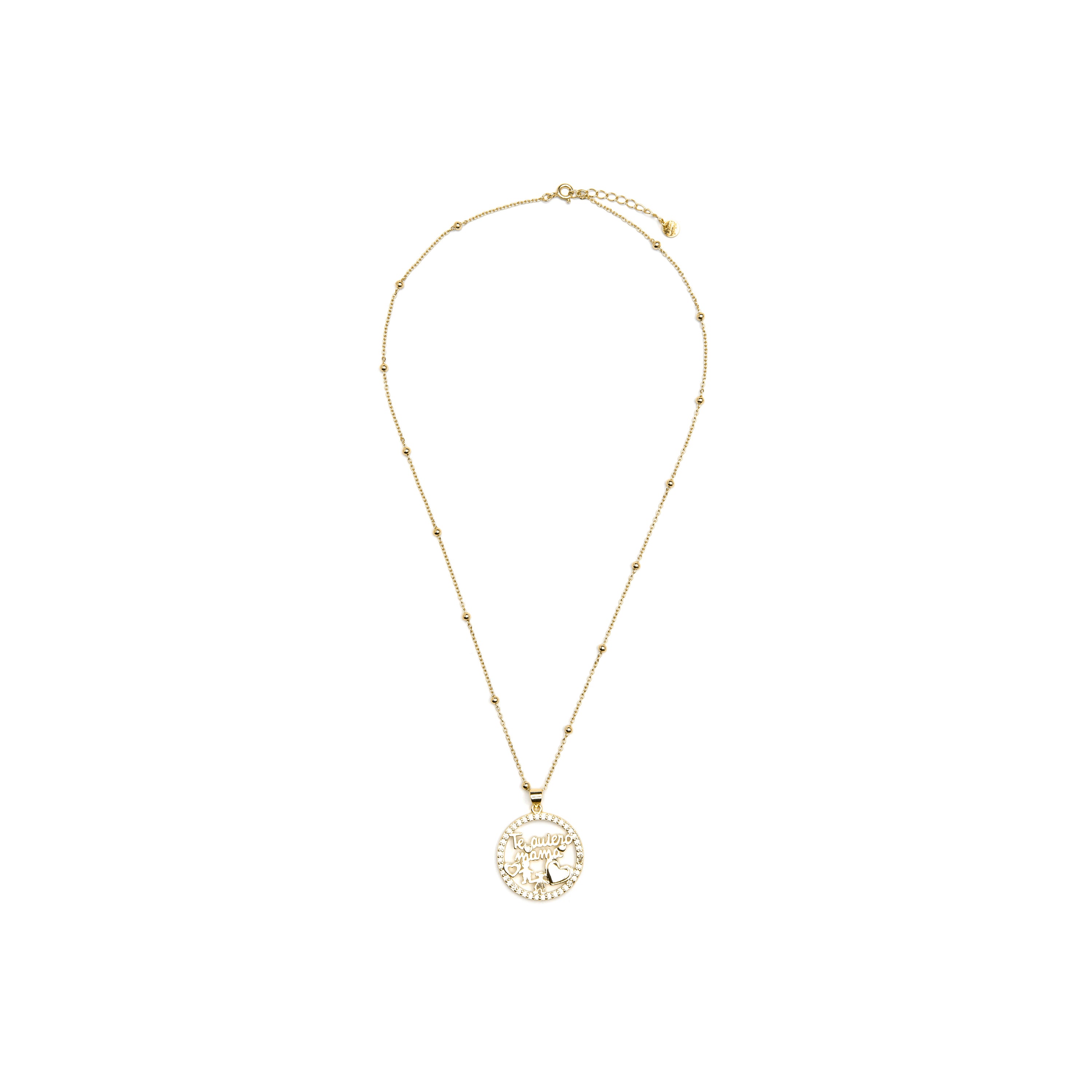 Colar de Prata de Lei 925 e Zircónia Brilhante com acabamento em ouro amarelo de 18k - Mama