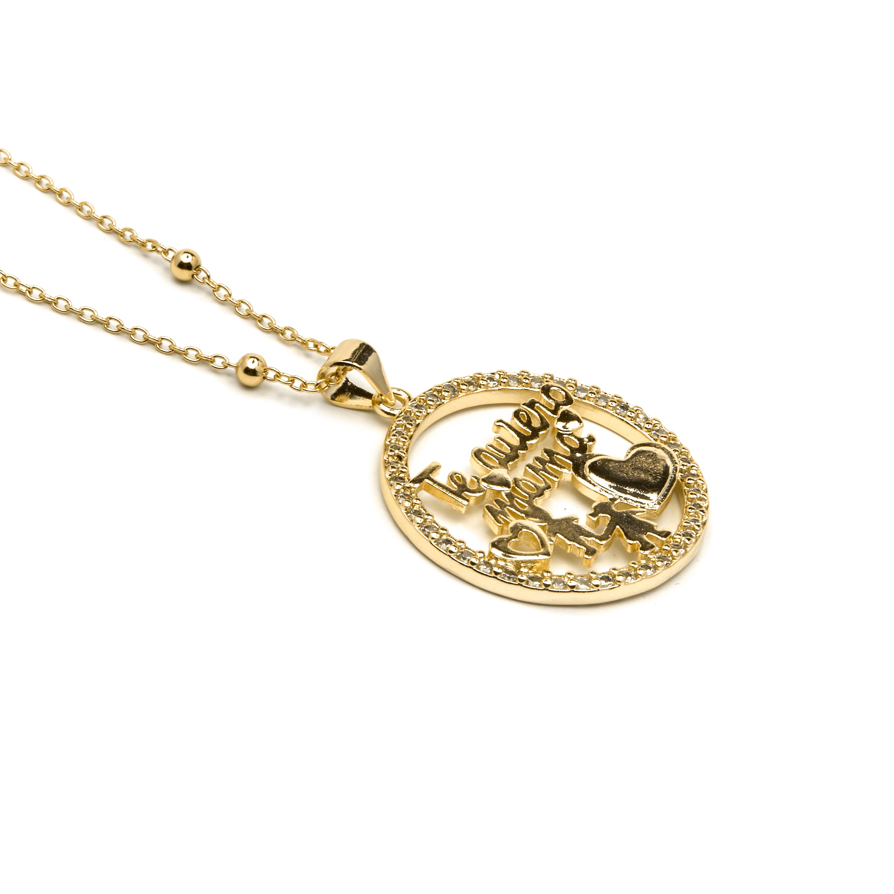 Colar de Prata de Lei 925 e Zircónia Brilhante com acabamento em ouro amarelo de 18k - Mama