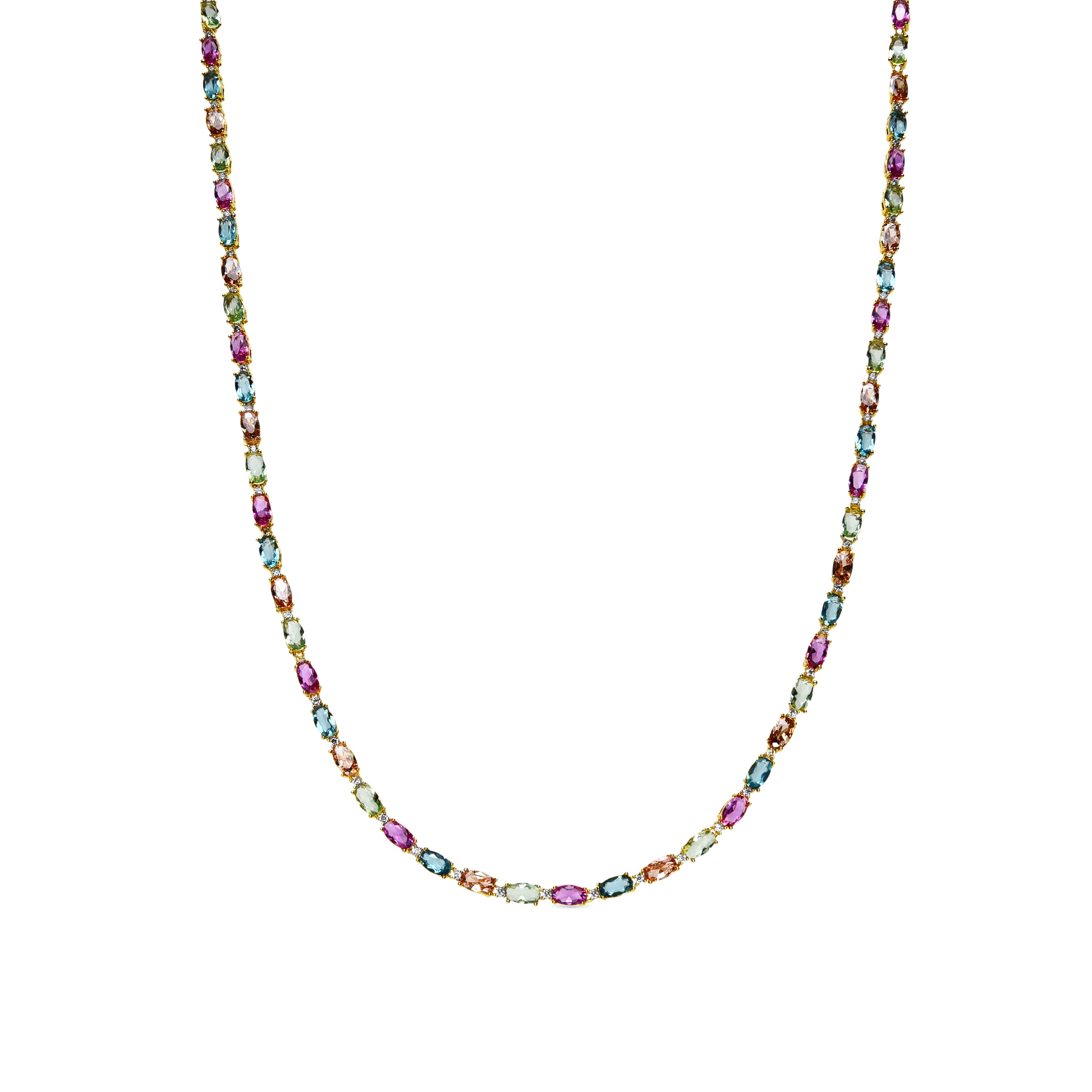 Collana in Argento Sterling 925 e Zirconia Multicolore con finitura in oro giallo 18k - Nie