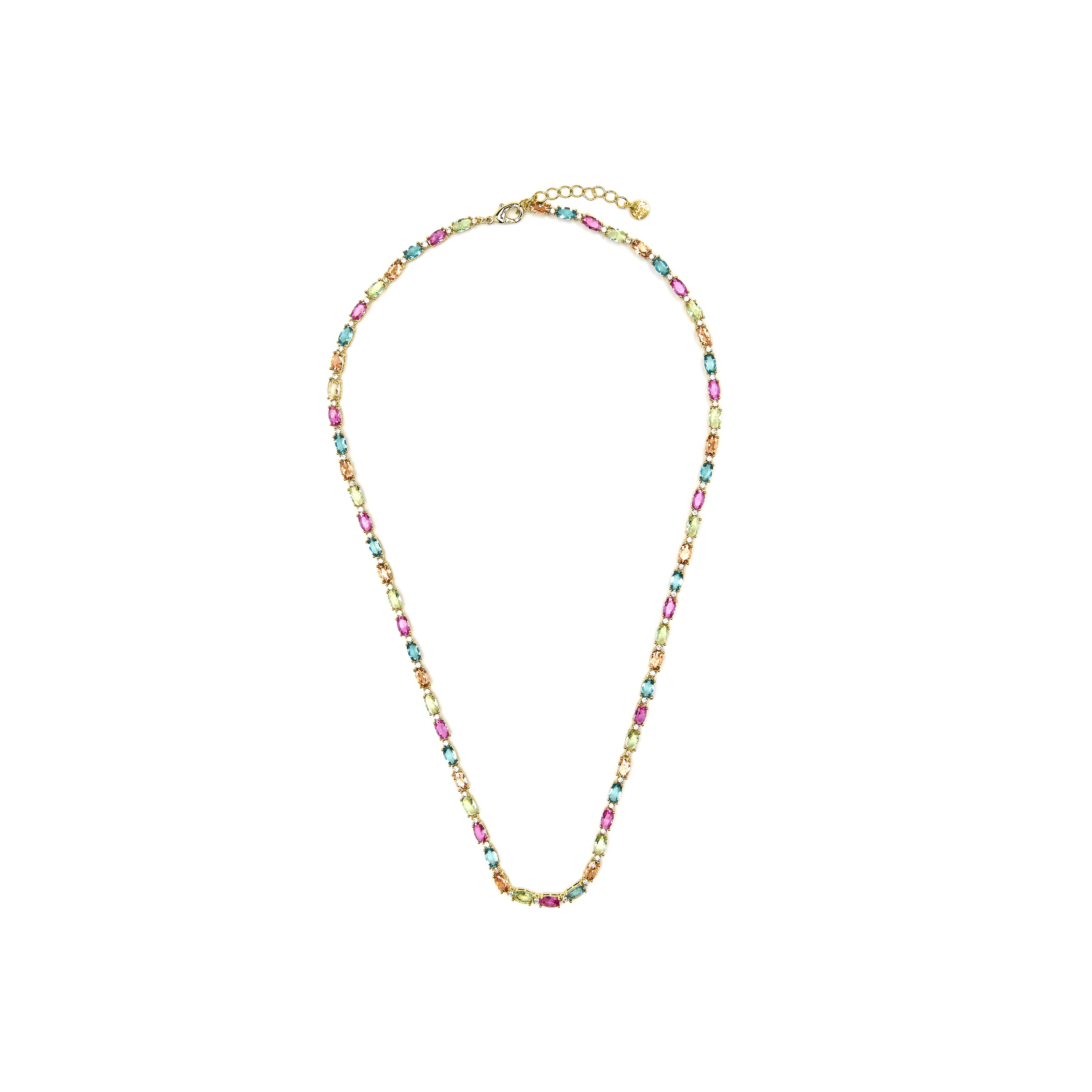 Collana in Argento Sterling 925 e Zirconia Multicolore con finitura in oro giallo 18k - Nie