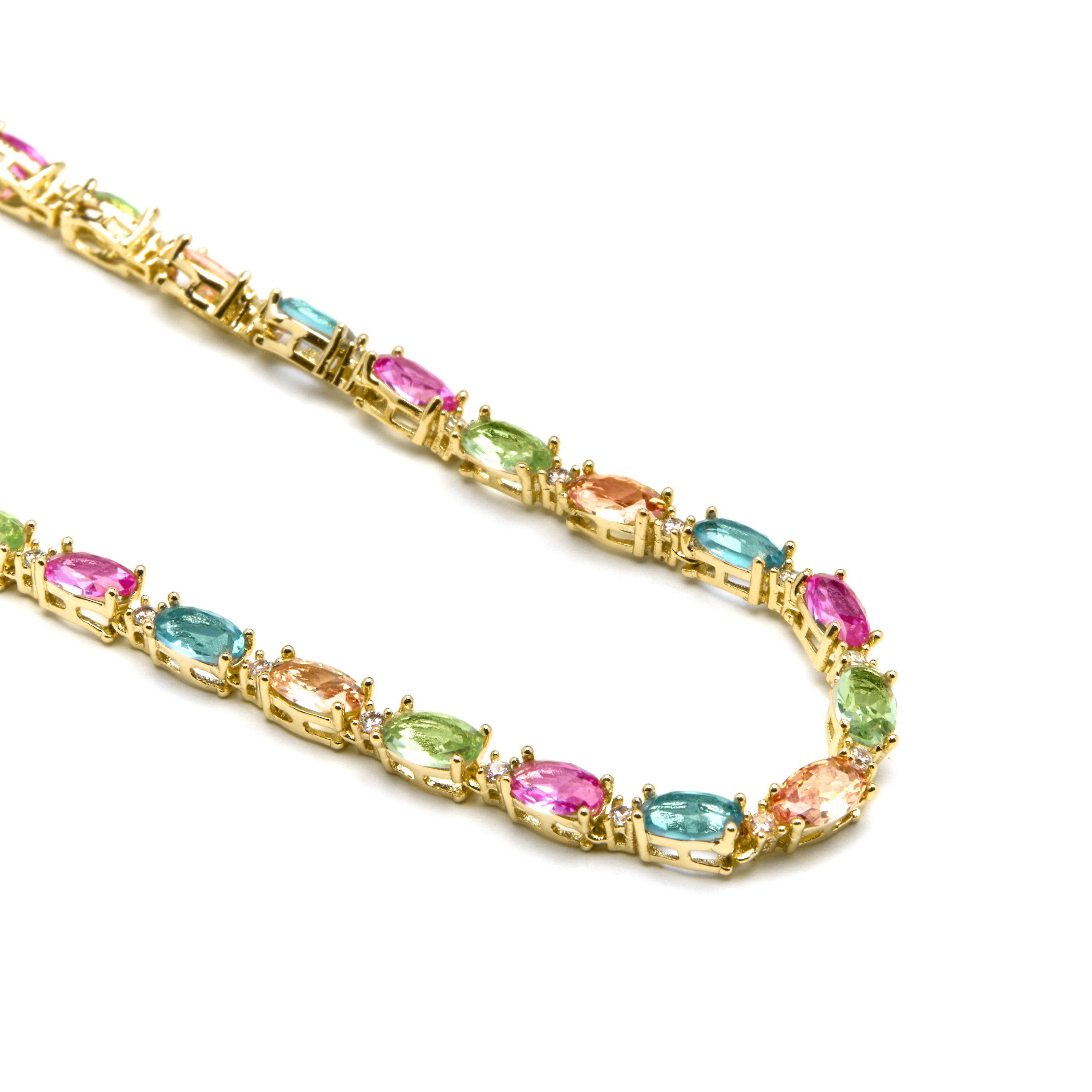 Collana in Argento Sterling 925 e Zirconia Multicolore con finitura in oro giallo 18k - Nie