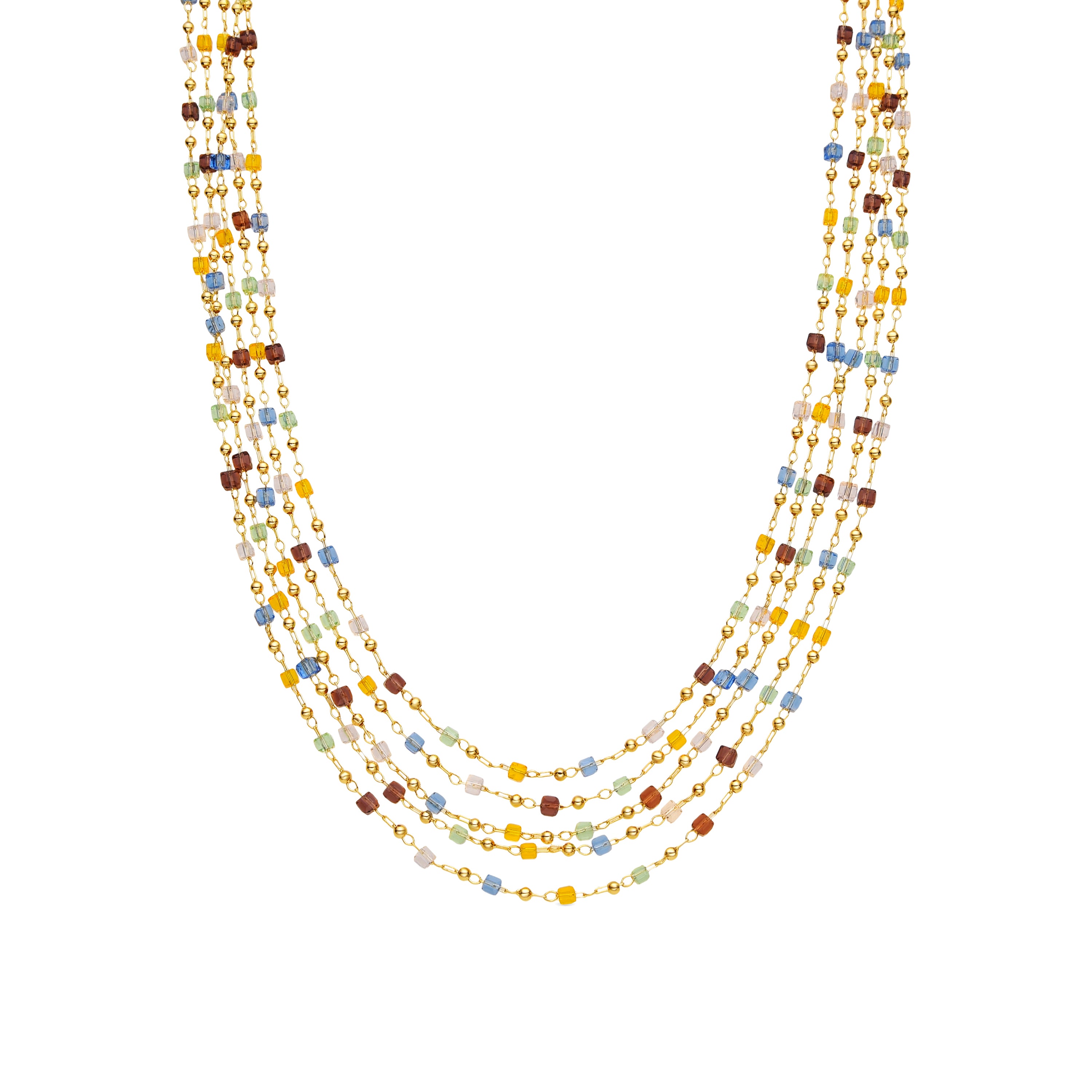 Collar de Plata de Ley 925 y Cristal Multicolor acabado oro amarillo de 18k - Goben