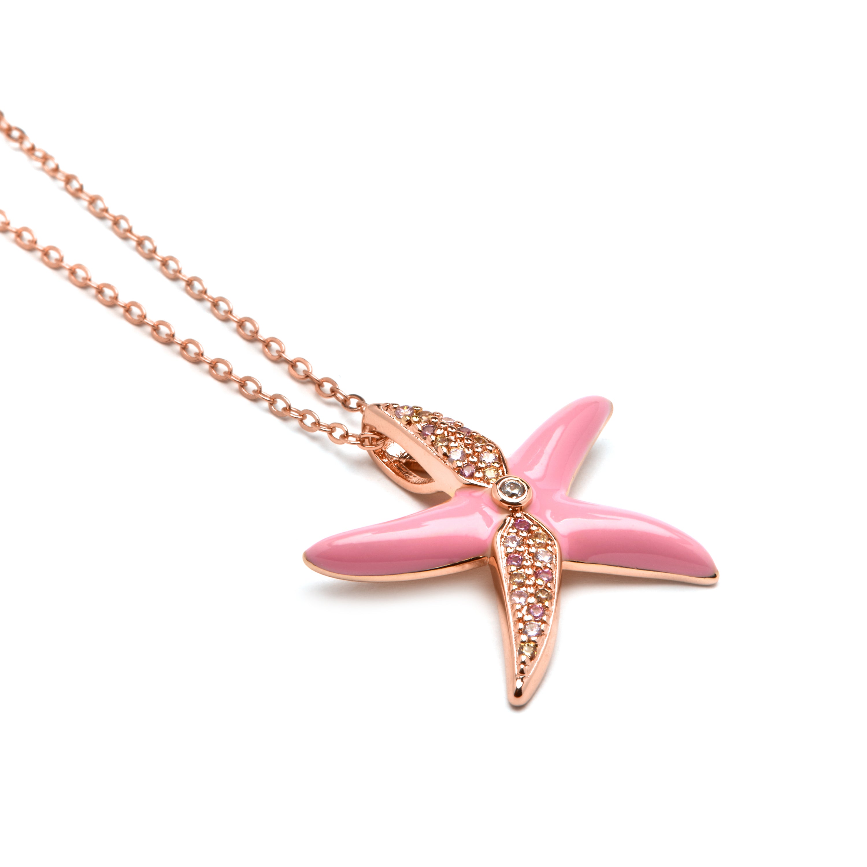 Collar de Plata de Ley 925 y Lacado Rosa acabado oro amarillo de 18k - Tliak