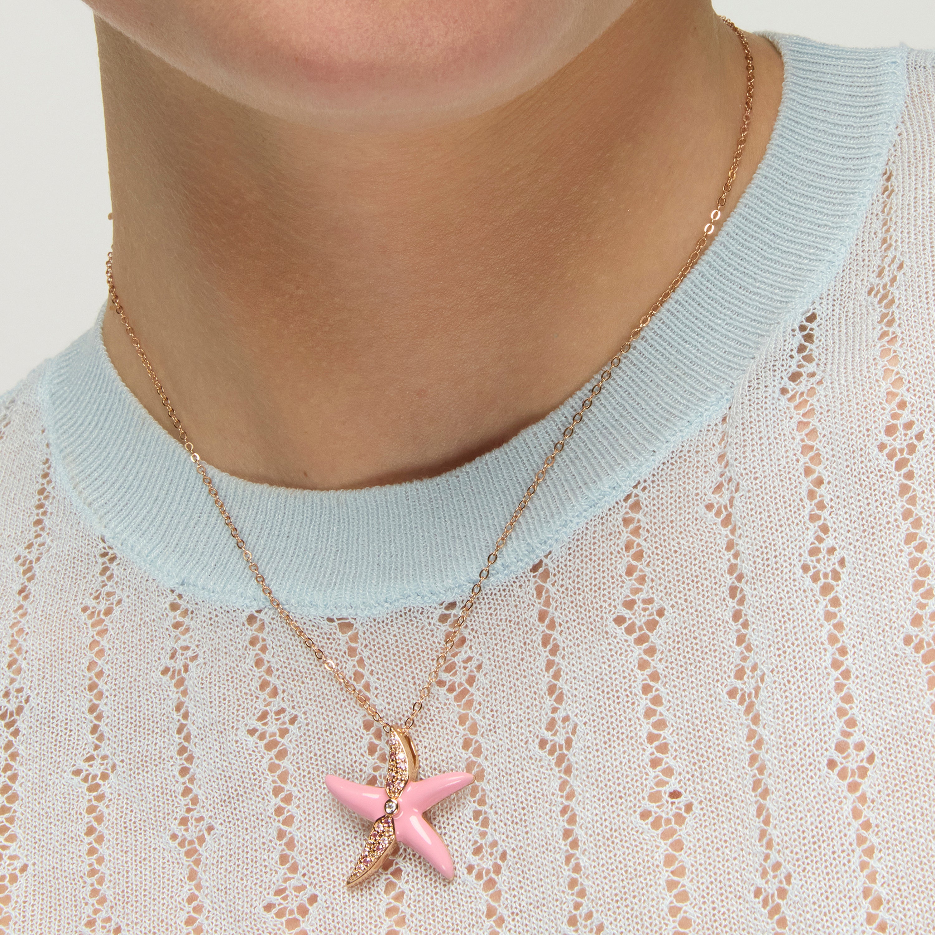 Collar de Plata de Ley 925 y Lacado Rosa acabado oro amarillo de 18k - Tliak