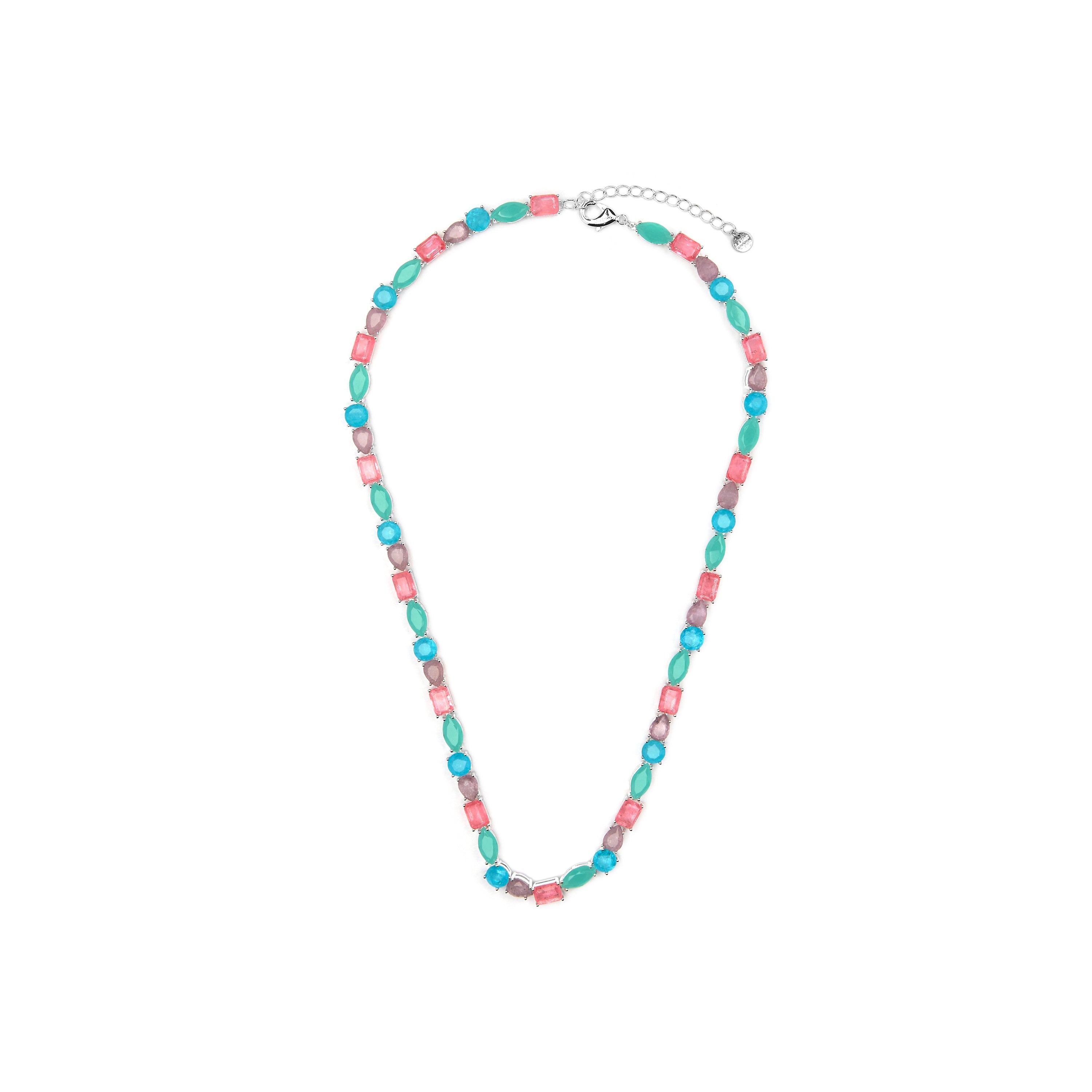 925 Sterling Silver Necklace with Multicolor Hydrothermal Quartz rhodium finish - Larec