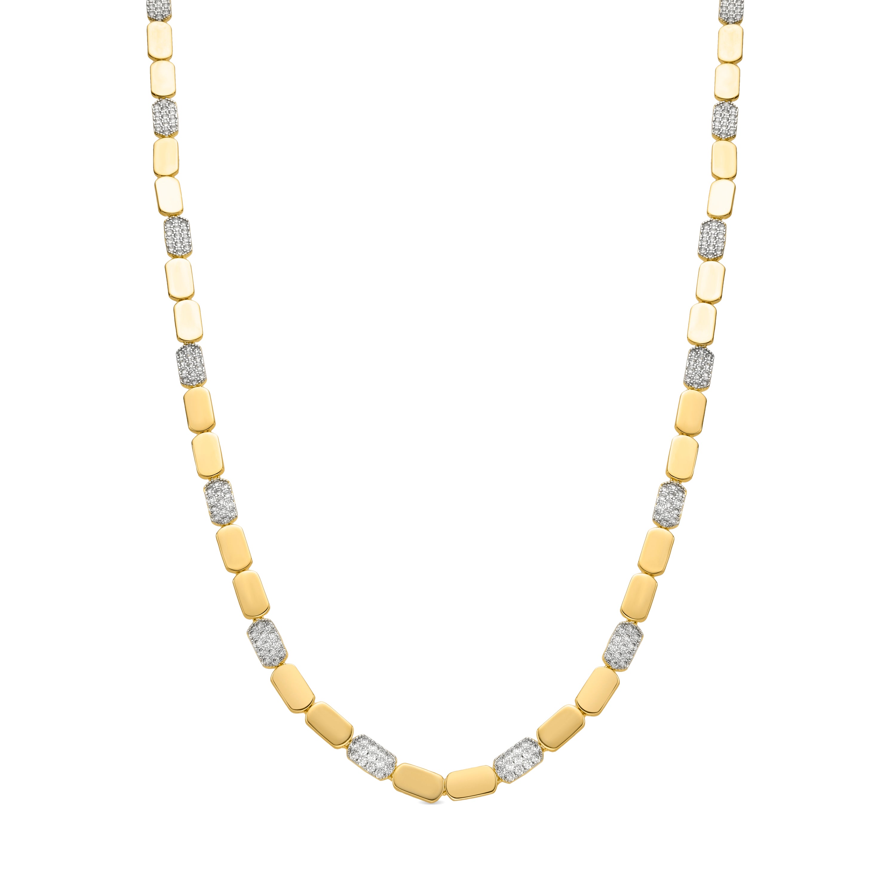 Colar de Prata de Lei 925 e Zircónia Brilhante acabamento em ouro amarelo de 18k - Likgo