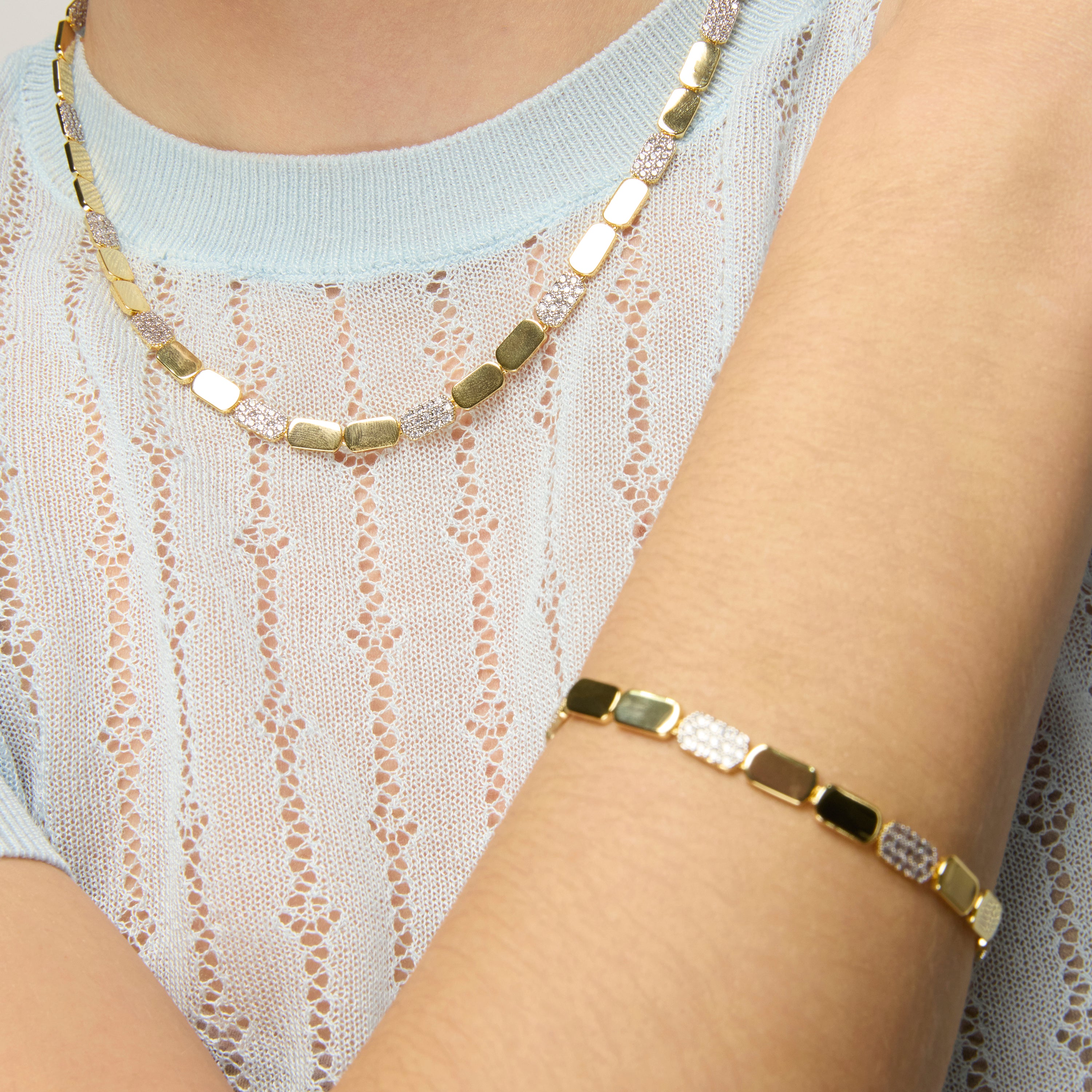 Colar de Prata de Lei 925 e Zircónia Brilhante acabamento em ouro amarelo de 18k - Likgo