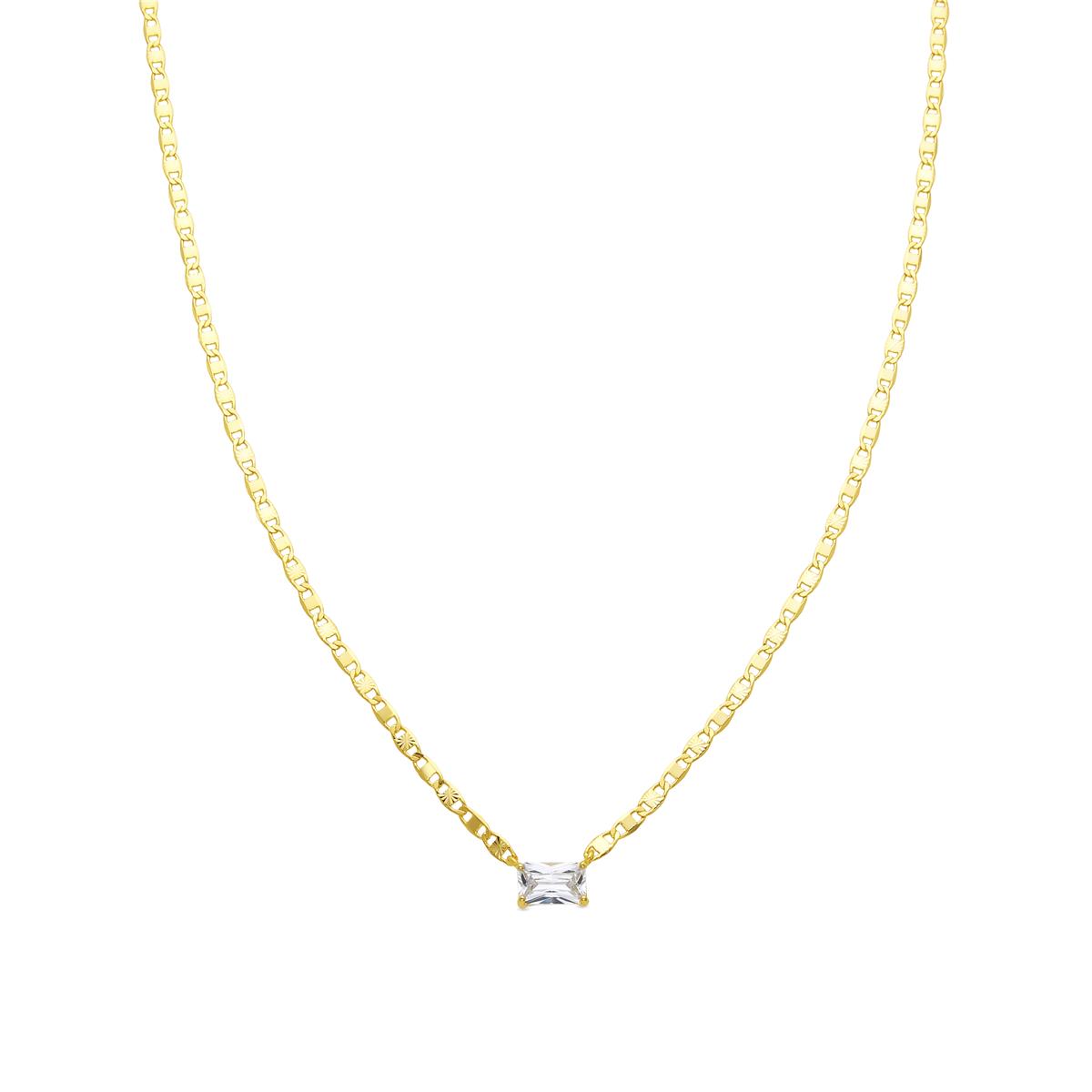 Collar de Plata de Ley 925 y Circonita Brillante acabado oro amarillo de 18k - Dusan