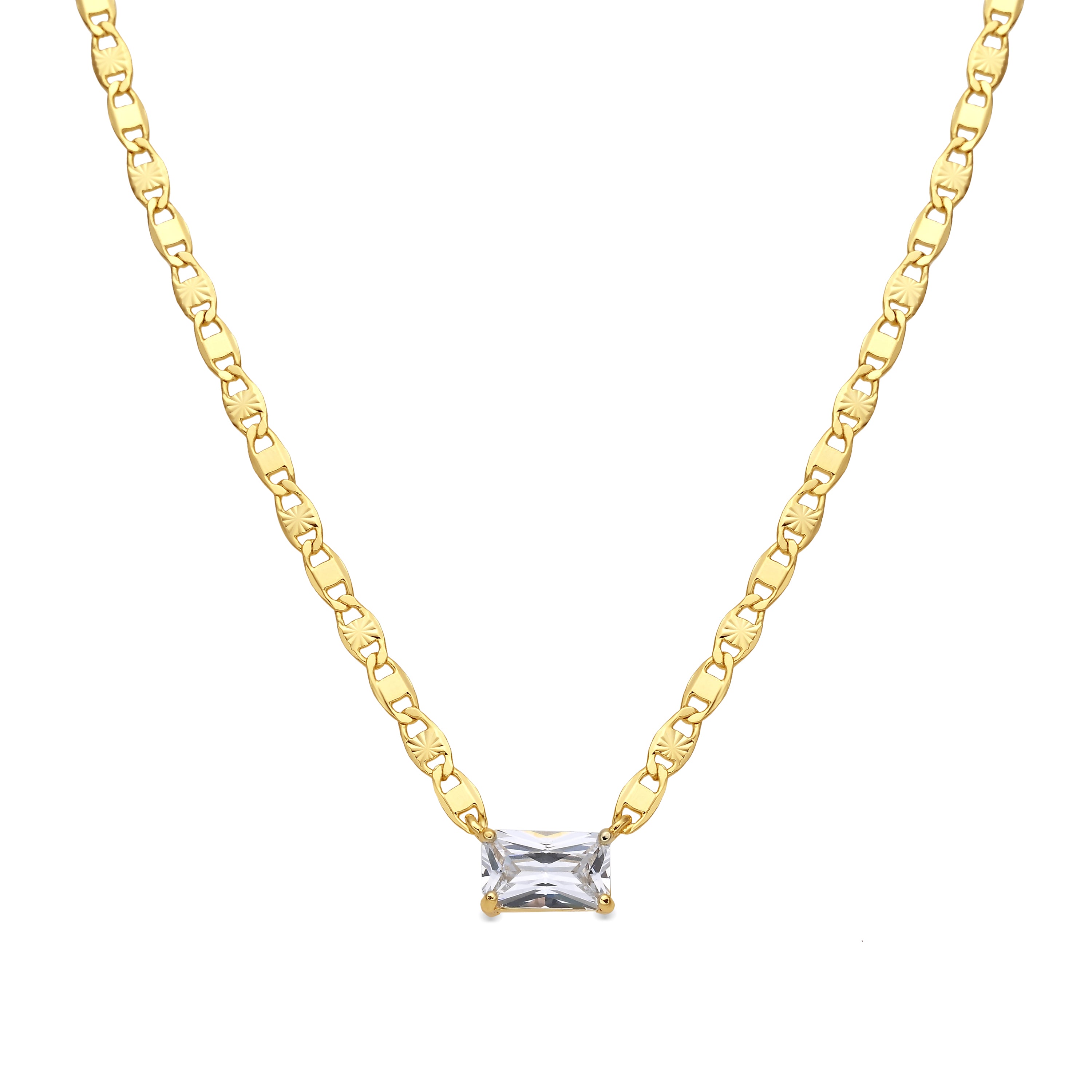 Collar de Plata de Ley 925 y Circonita Brillante acabado oro amarillo de 18k - Dusan