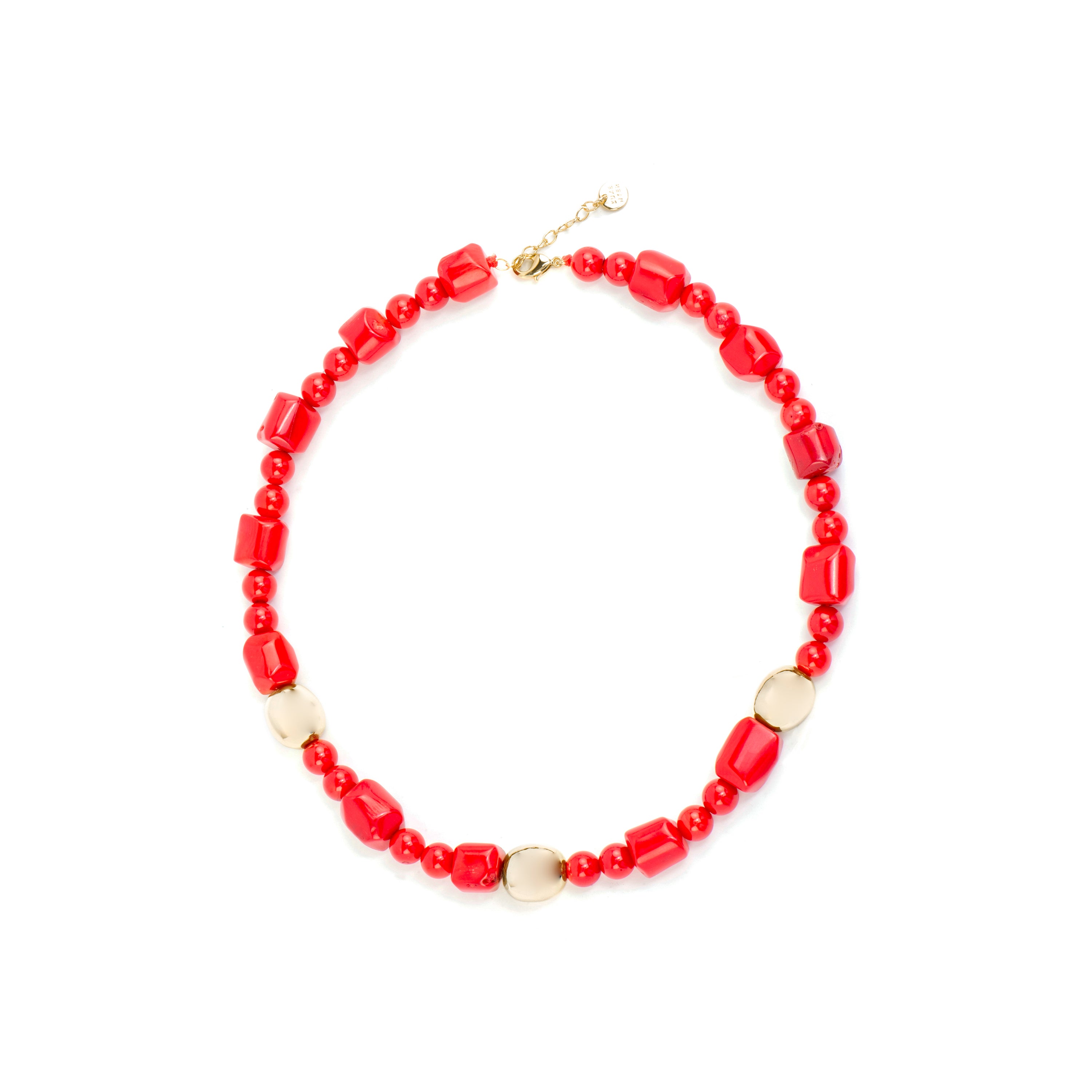 Colar de Prata de Lei 925 e Coral com acabamento em ouro amarelo de 18k Caheart