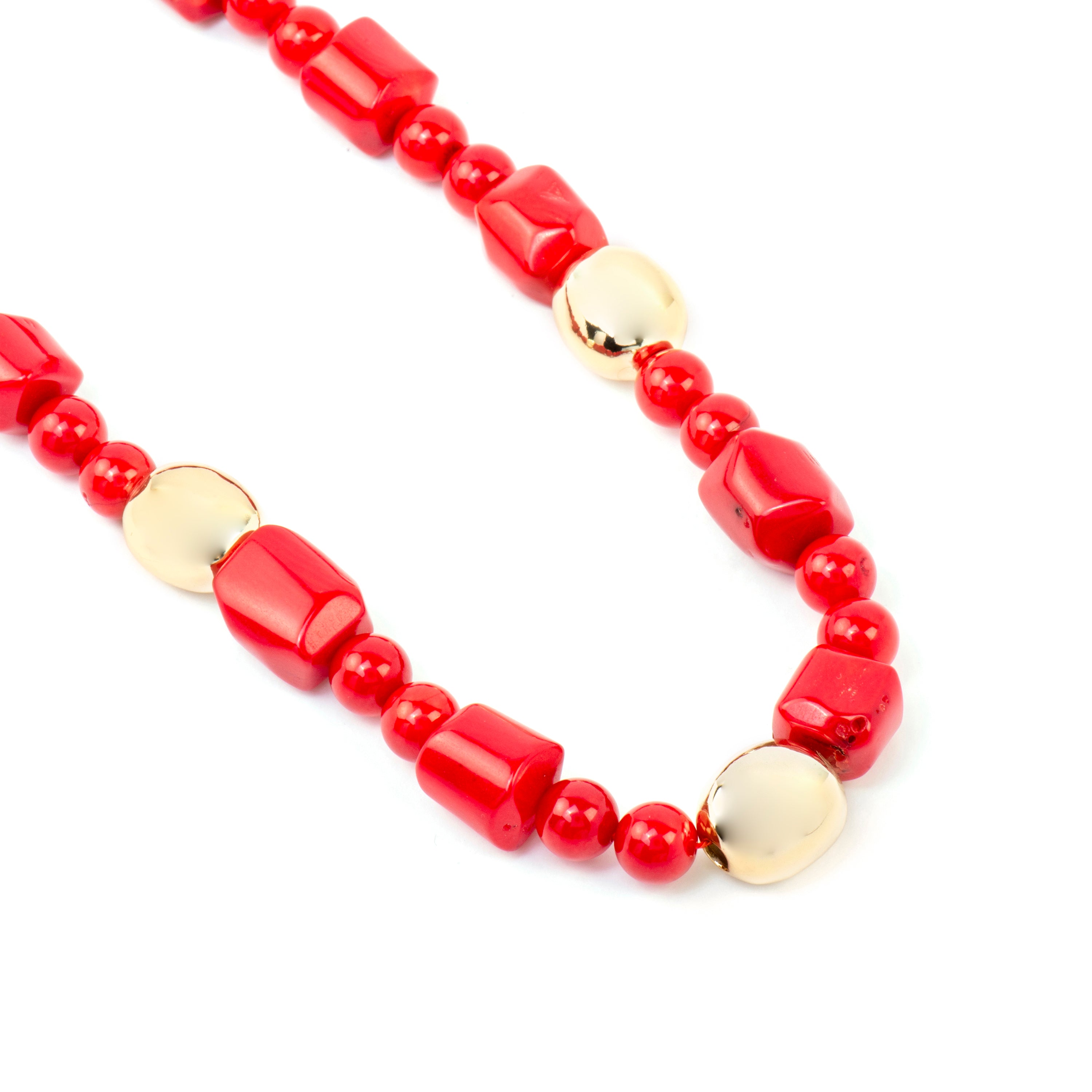 Colar de Prata de Lei 925 e Coral com acabamento em ouro amarelo de 18k Caheart
