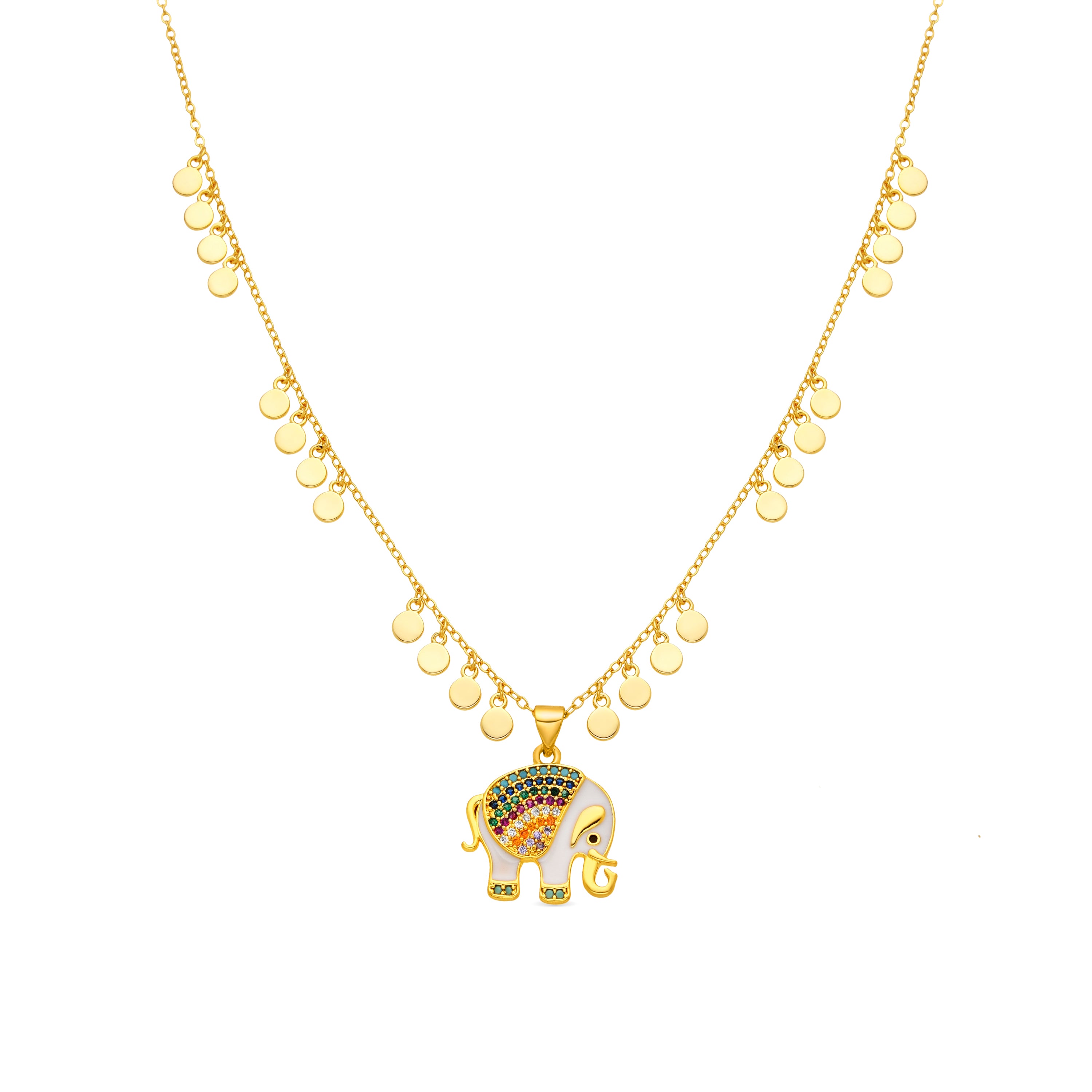 Collar de Plata de Ley 925 y Circonita Multicolor acabado oro amarillo de 18k - Xikan