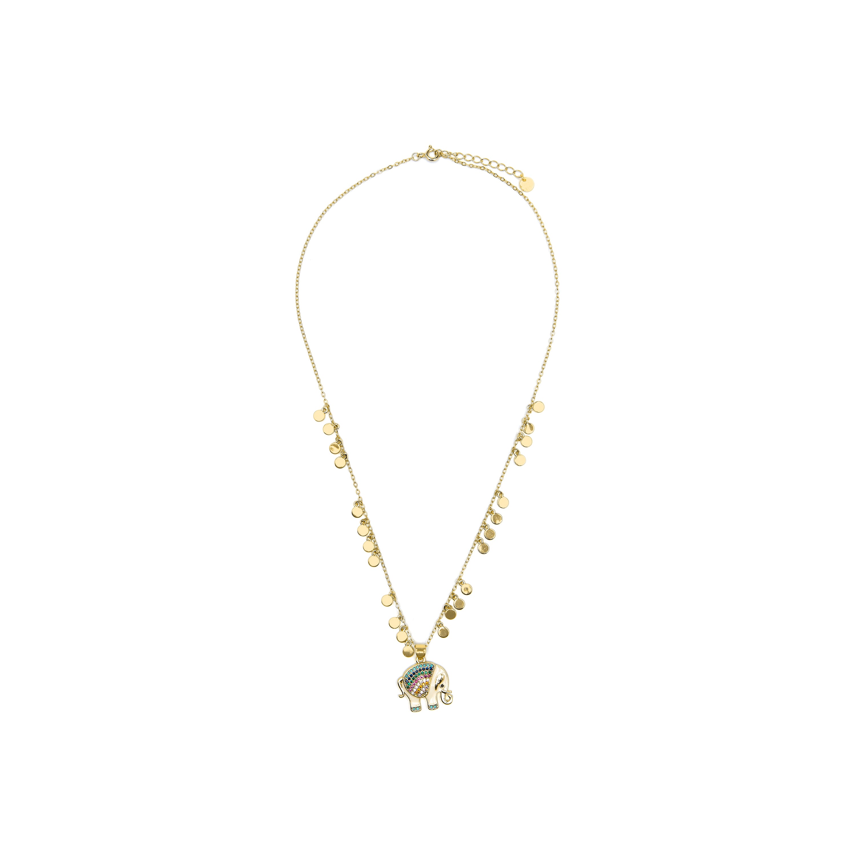 Colar de Prata de Lei 925 e Zircónia Multicolor acabamento em ouro amarelo de 18k - Xikan
