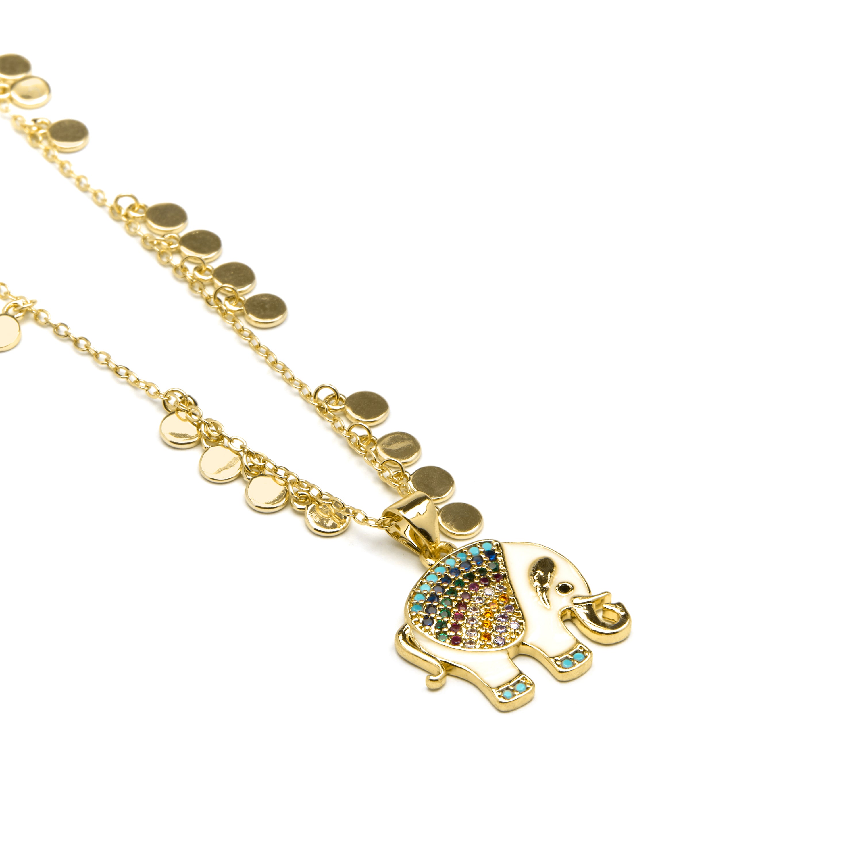 Colar de Prata de Lei 925 e Zircónia Multicolor acabamento em ouro amarelo de 18k - Xikan