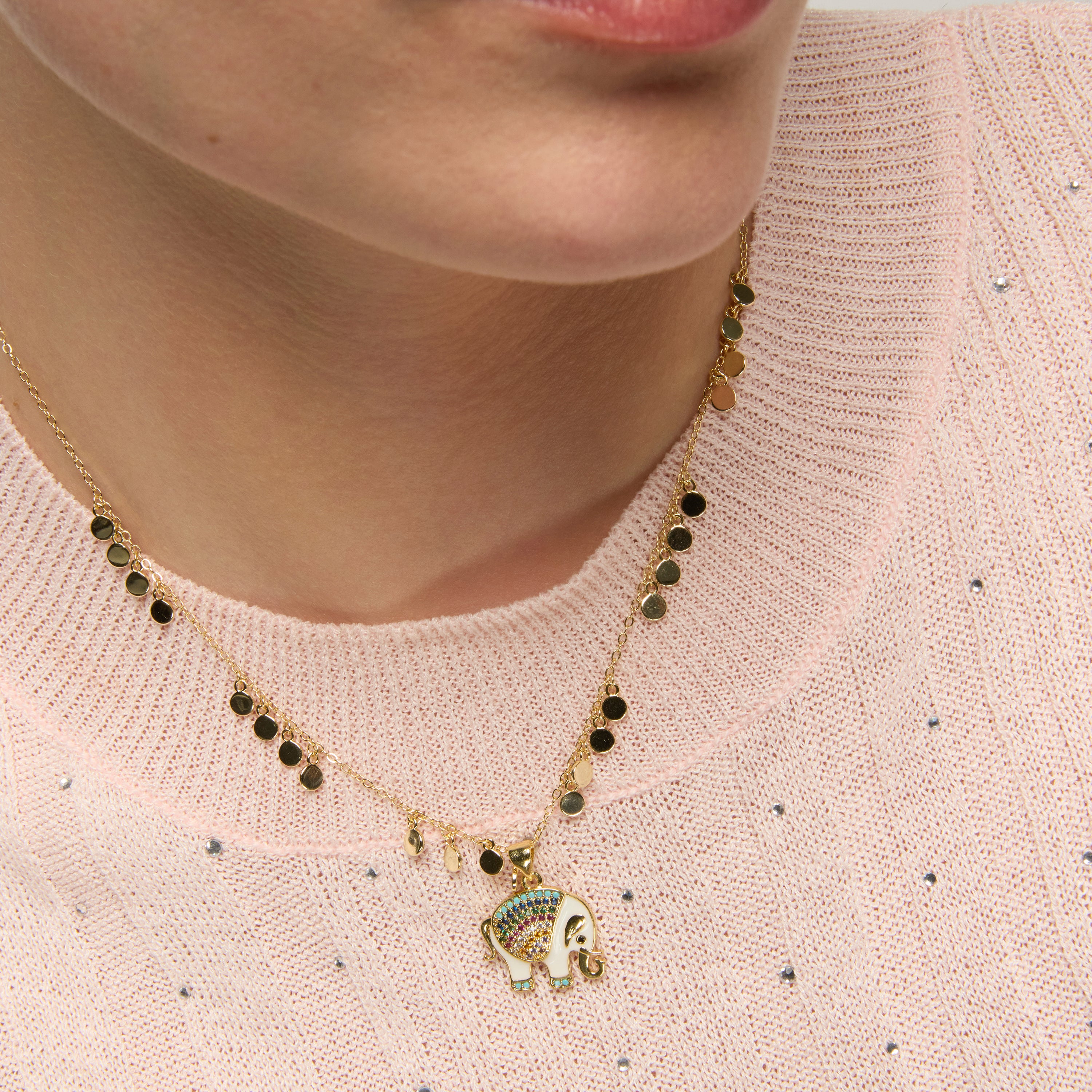 Colar de Prata de Lei 925 e Zircónia Multicolor acabamento em ouro amarelo de 18k - Xikan